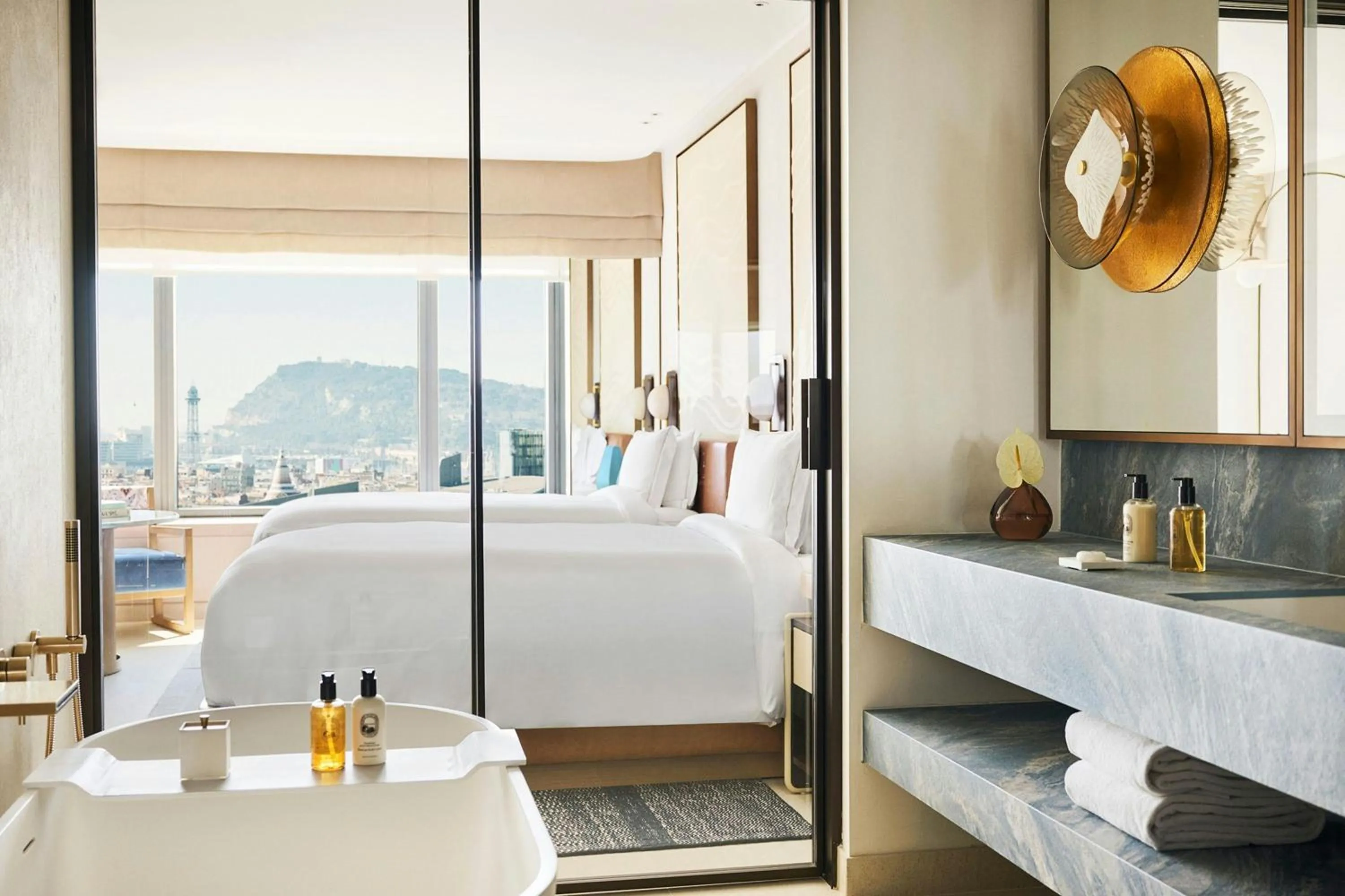 Bathroom, Bed in Hotel Arts Barcelona