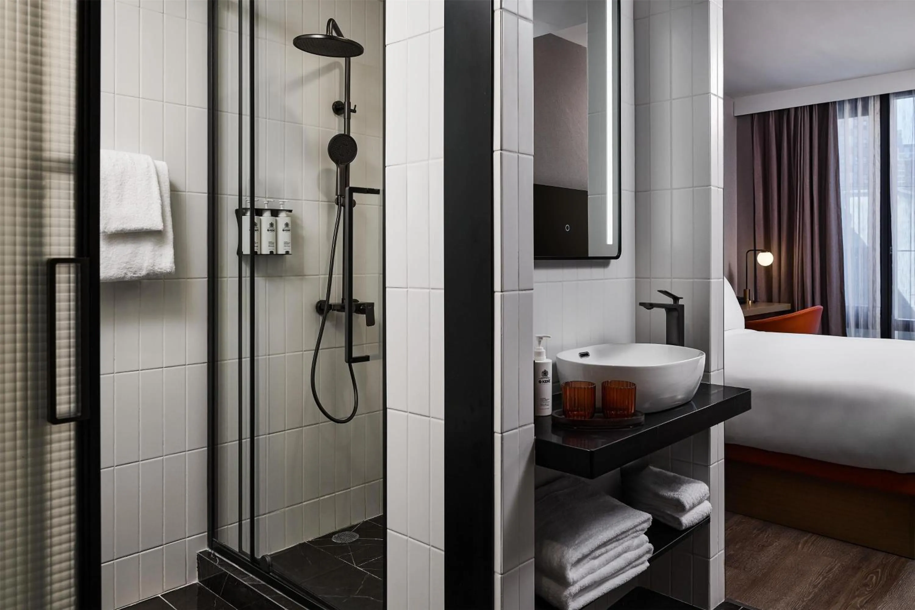 Bathroom, Bed in The George Manhattan, Tapestry Collection By Hilton