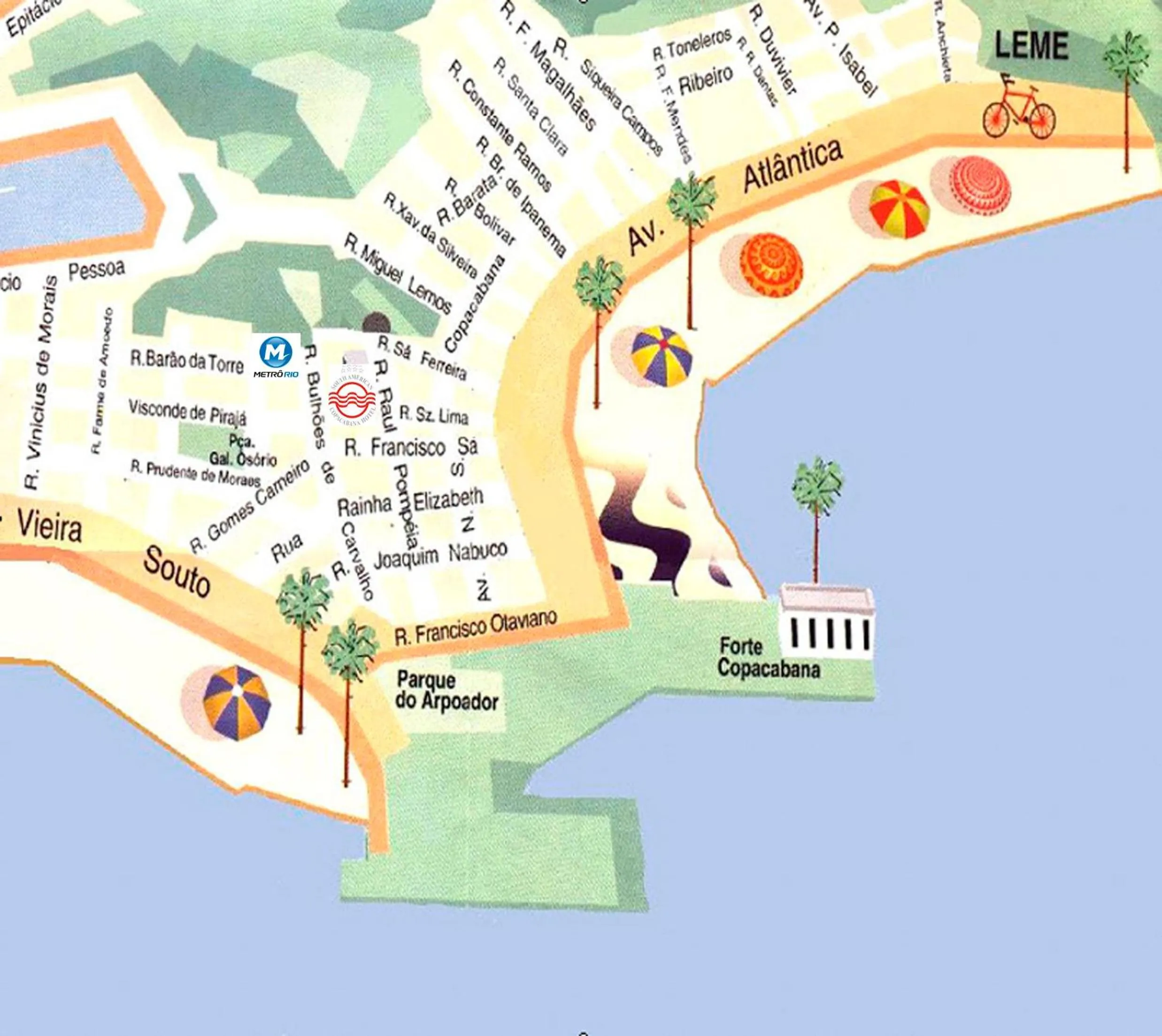 Location in South American Copacabana Hotel