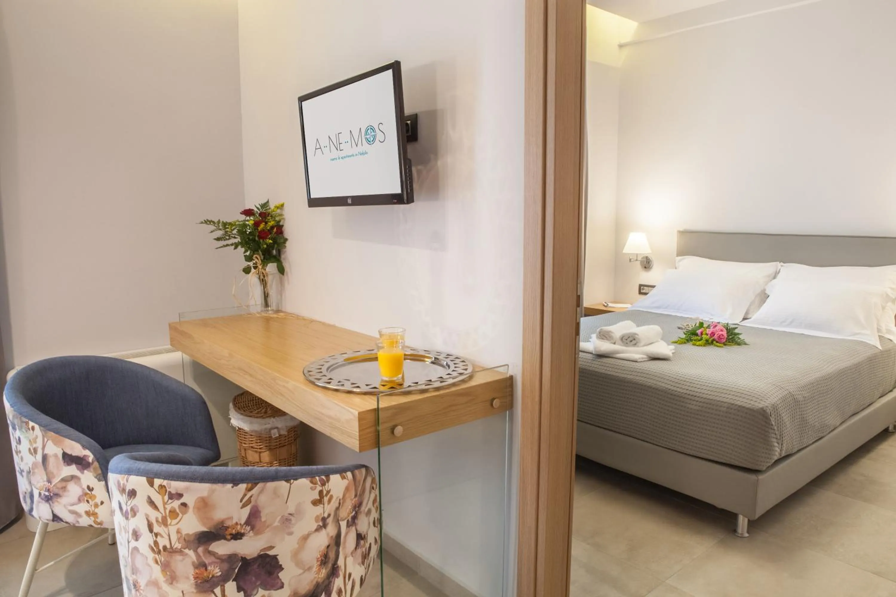 Coffee/tea facilities, Bed in Anemos Rooms & Apartments