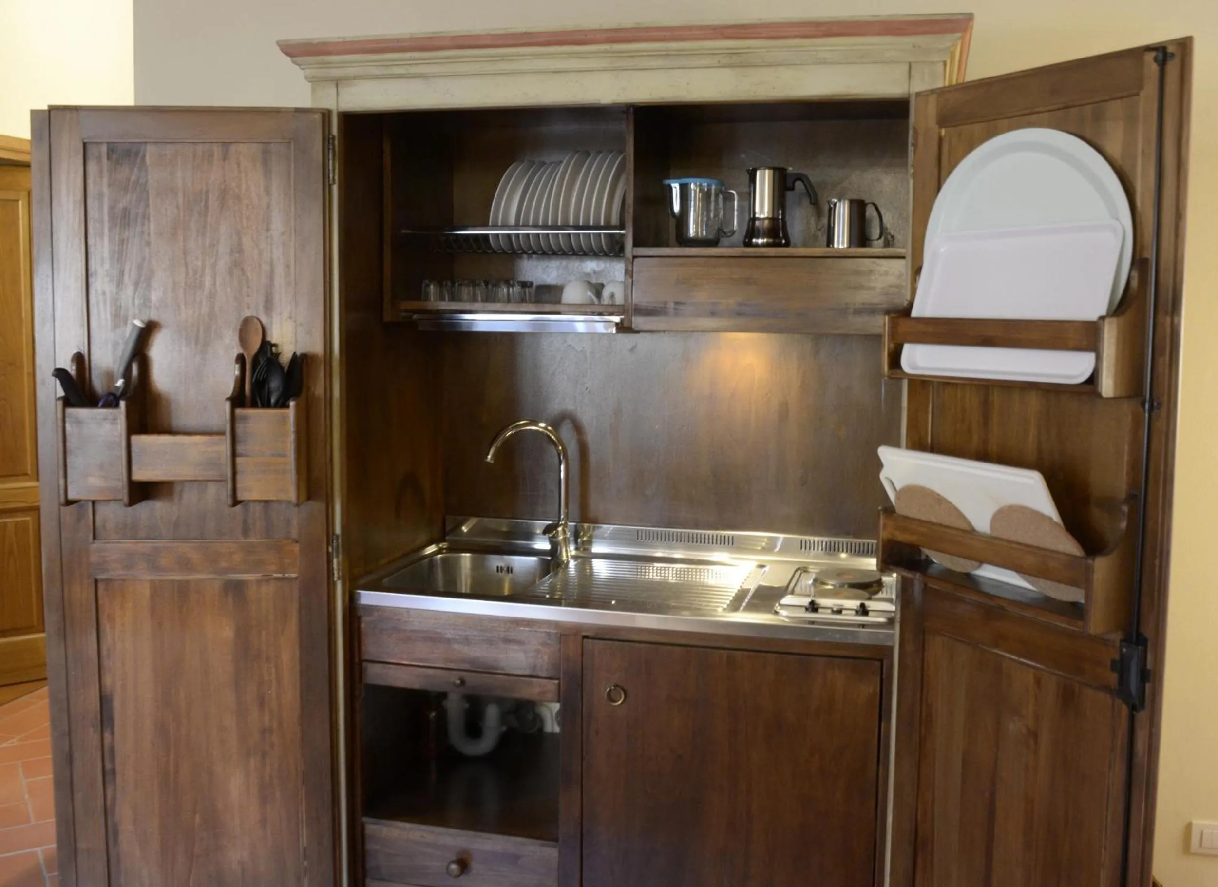 Kitchen or kitchenette in Villa Campomaggio Resort & SPA
