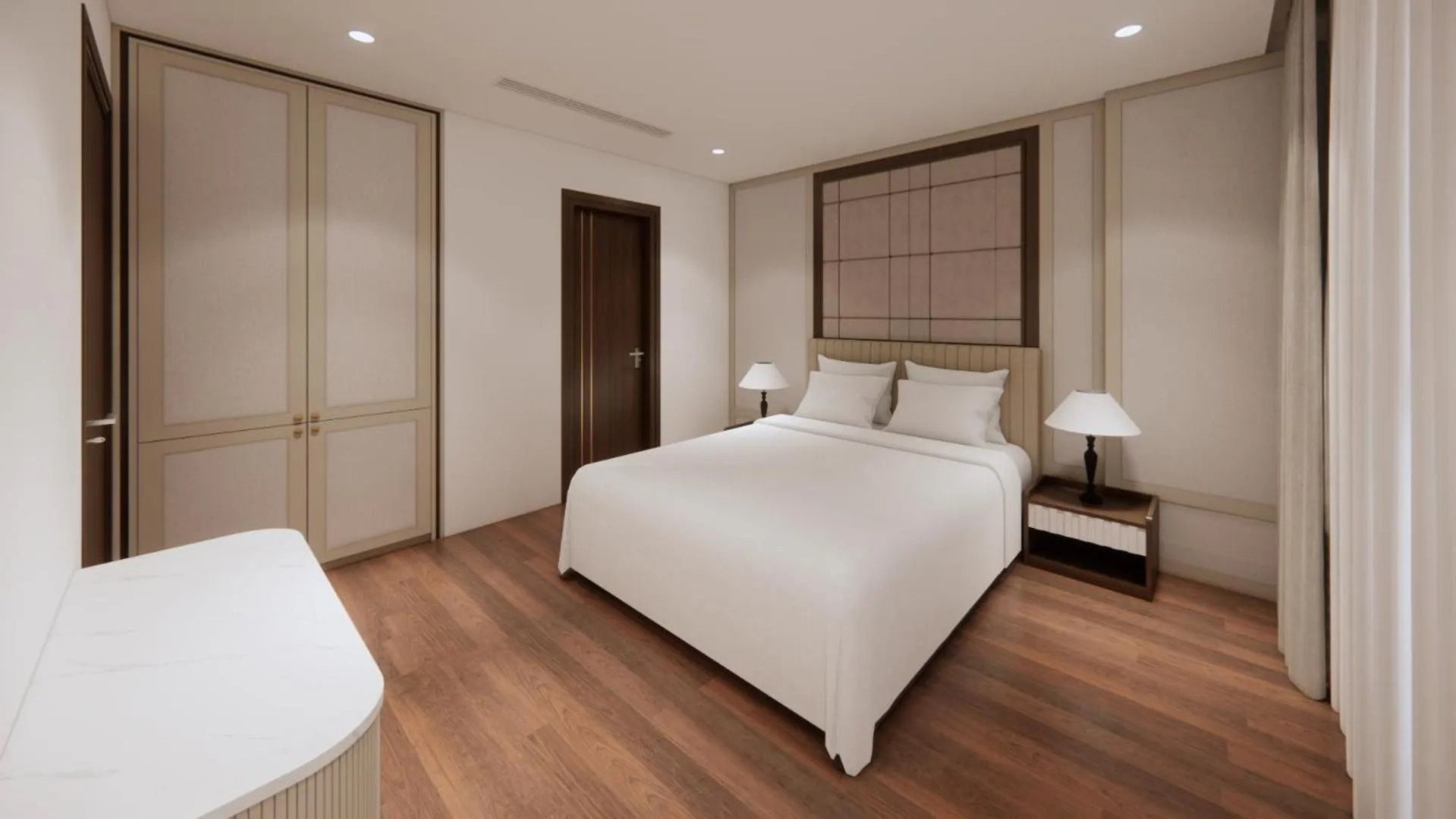 Bed in Aravelle Suites