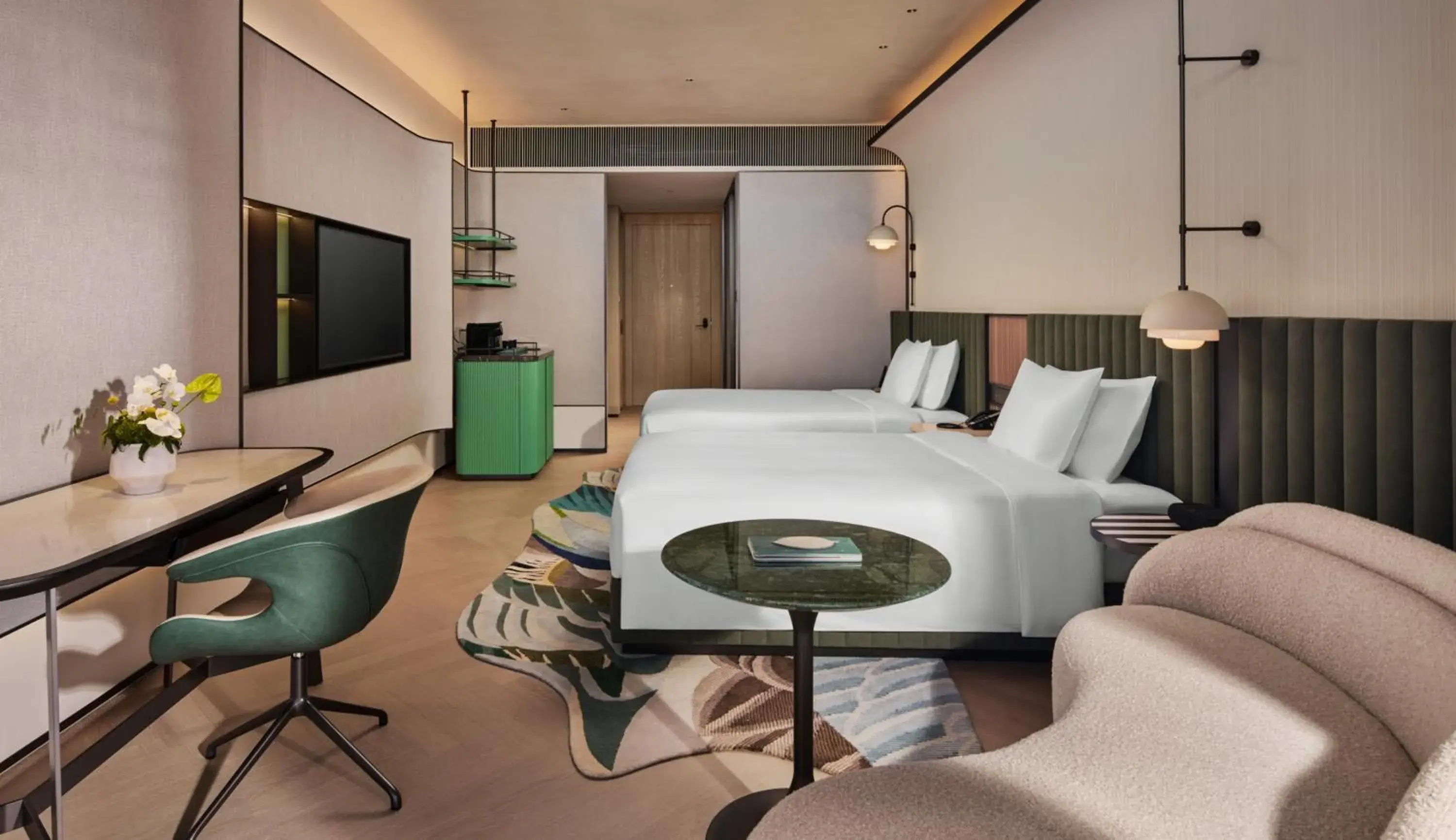 Standard Double Room with Two Double Beds, Balcony and Lake View in Hotel Indigo Shanghai Harbour City Standard Double Room with Two Double Beds, Balcony and Lake View in Hotel Indigo Shanghai Harbour City