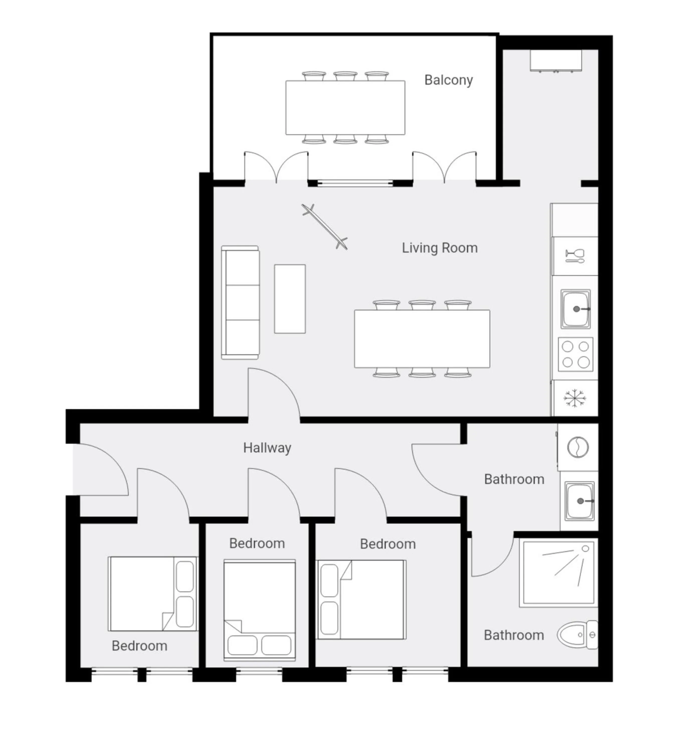 Three-Bedroom Apartment with Balcony in No186 apartments