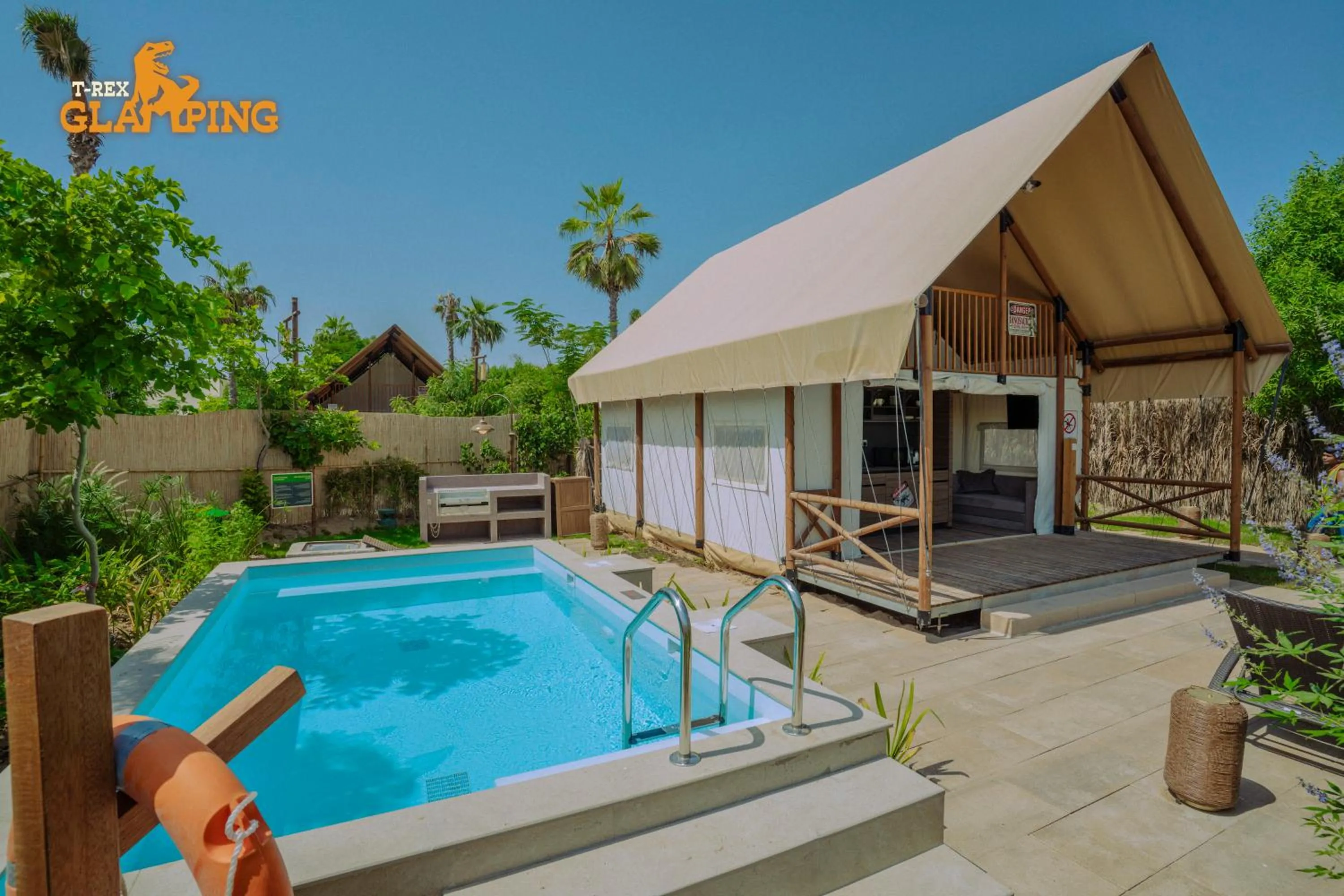 Pool view in T-Rex Glamping, Including Free Access to Dubai Parks and Resorts