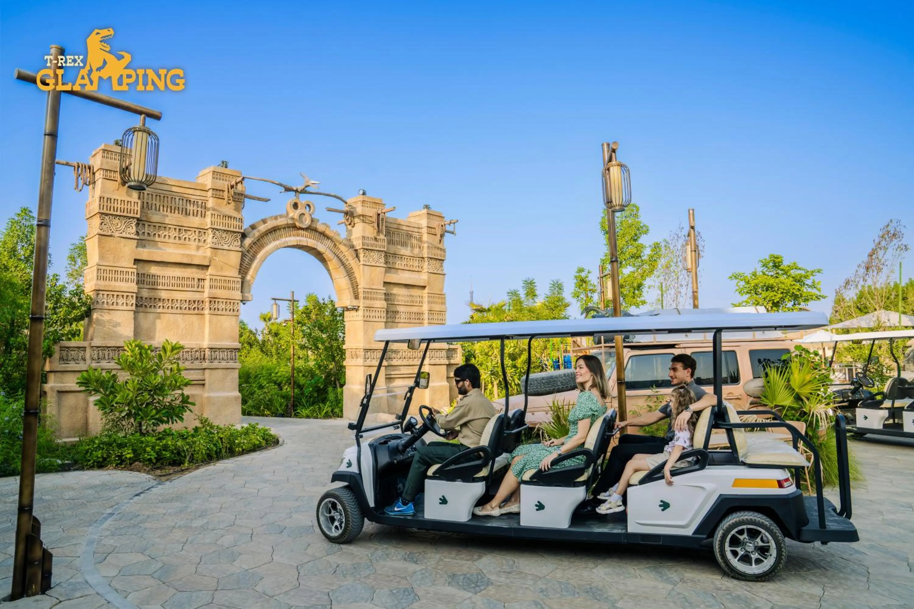 Day in T-Rex Glamping, Including Free Access to Dubai Parks and Resorts