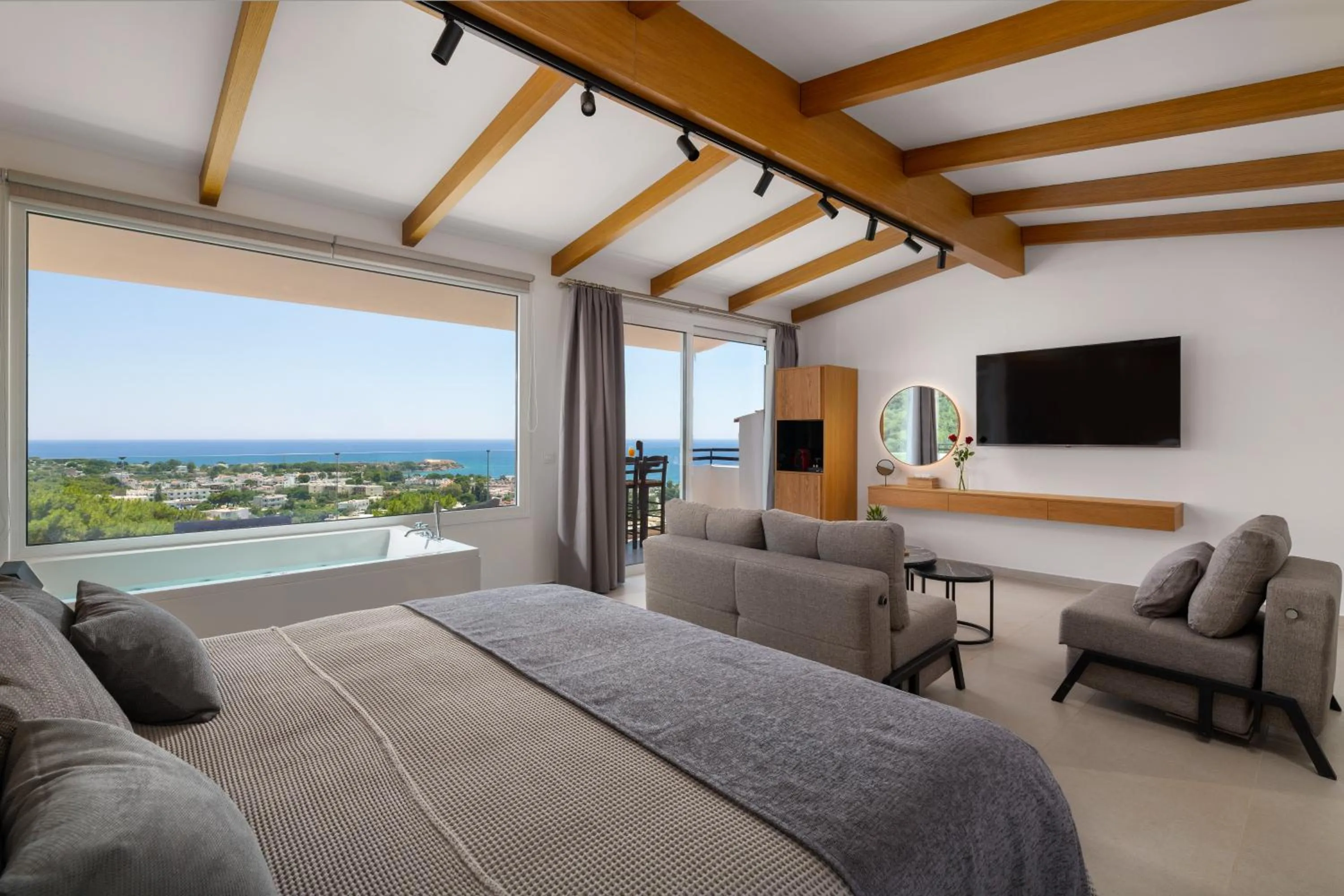 Bed in Pefkos View Suites & Maisonette