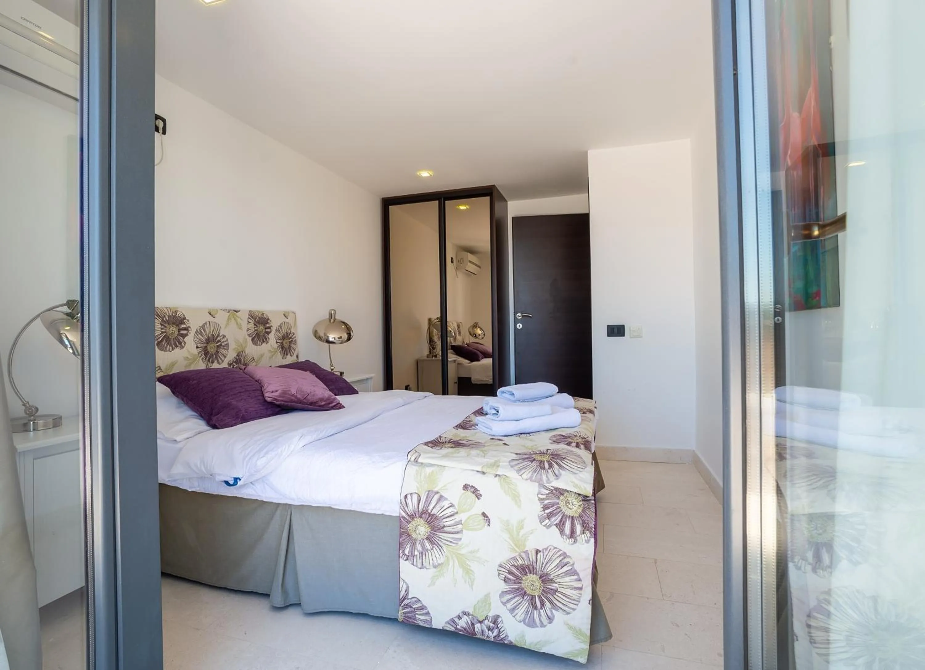 Balcony/Terrace, Bed in Villa Luštica, Spacious 4-Bedroom Villa with Private Pool