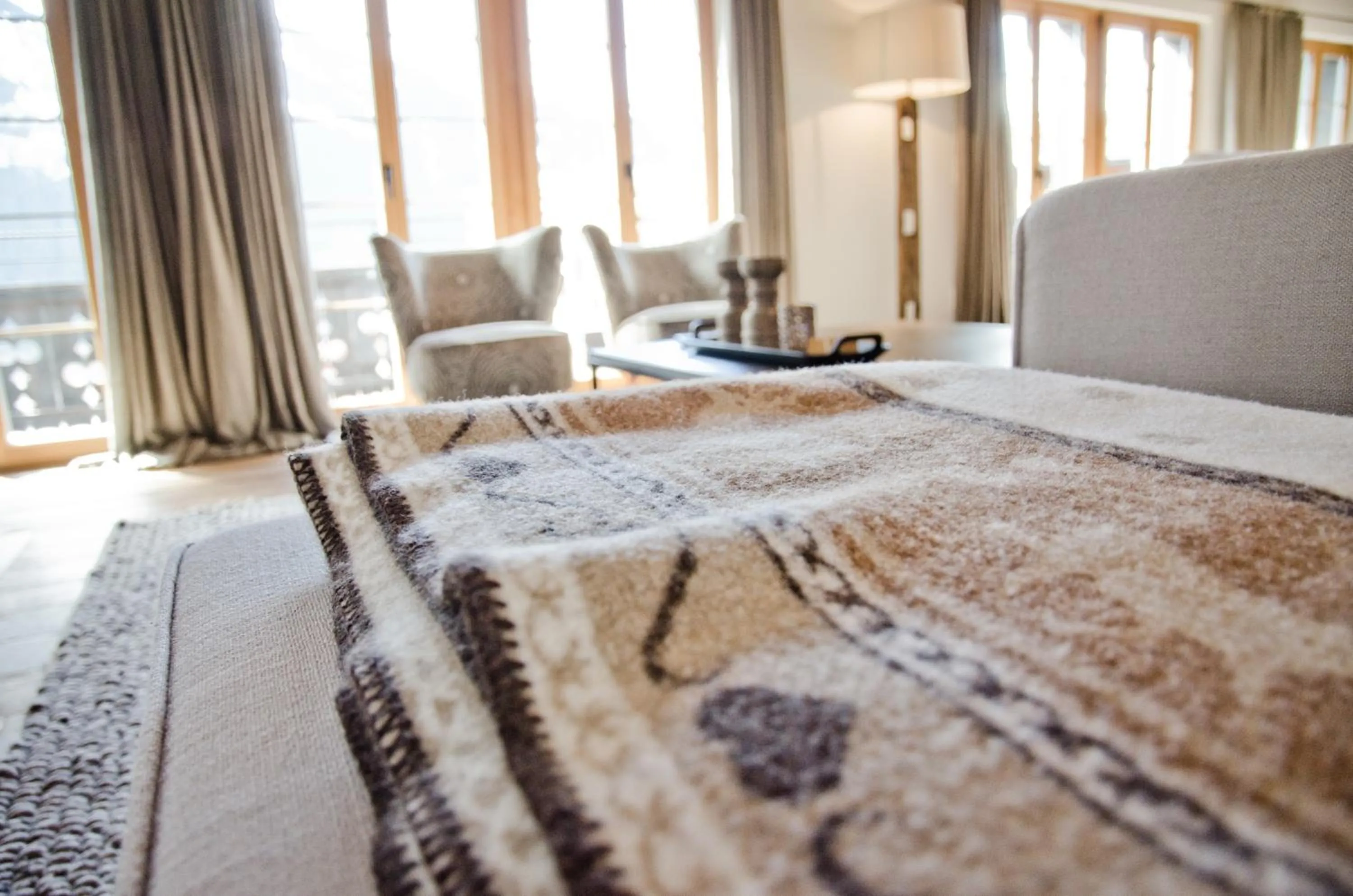Living room, Bed in Apartment Fortuna 5.5 - GriwaRent AG