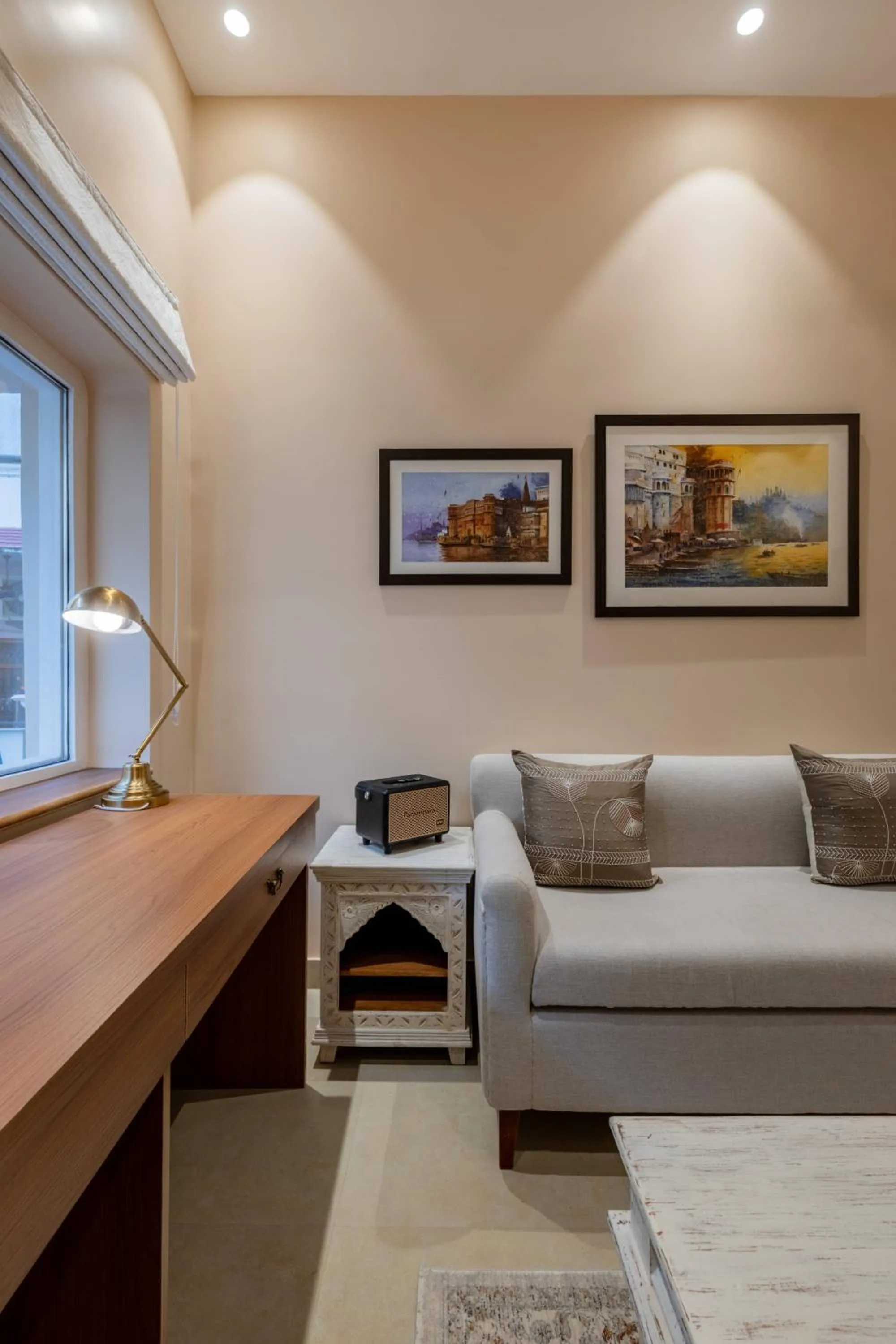 Seating area in juSTa Luxe Kashi Parampara, Varanasi