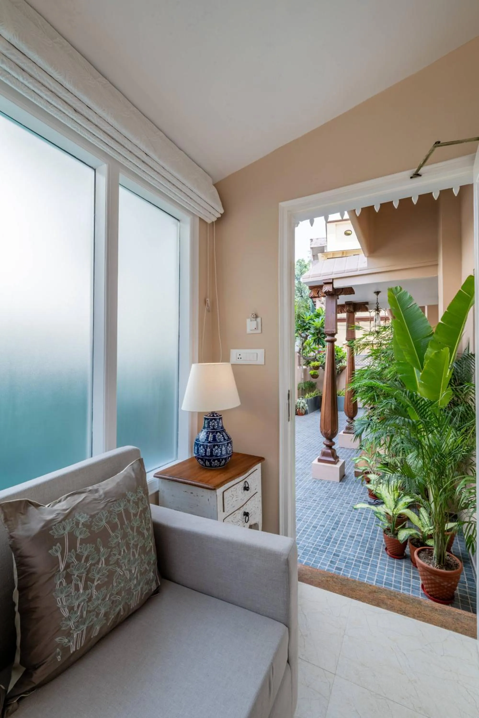 Seating area in juSTa Luxe Kashi Parampara, Varanasi