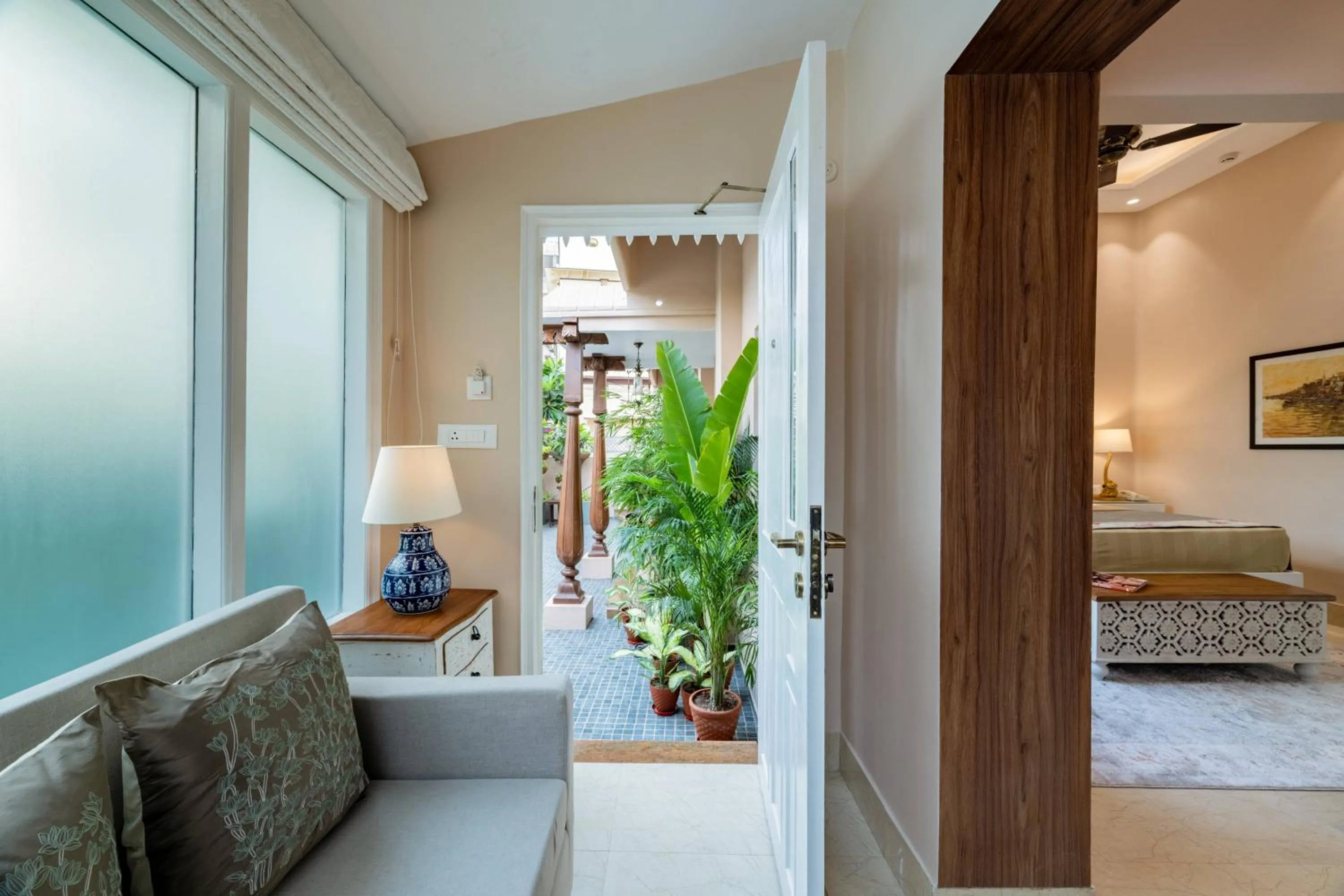 Living room, Bed in juSTa Luxe Kashi Parampara, Varanasi