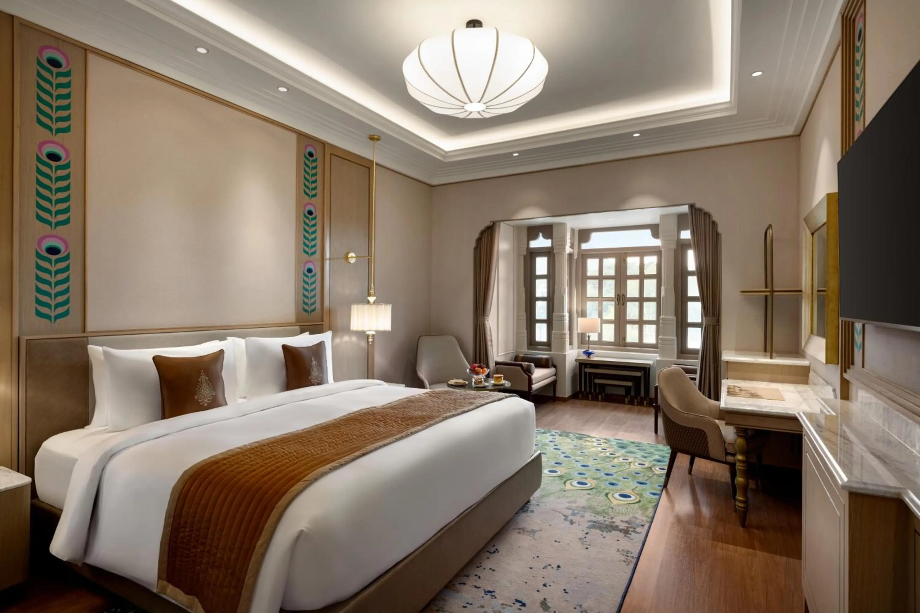 Bedroom, Bed in Wyndham Grand Udaipur Fateh Sagar Lake - Pure Vegetarian Resort
