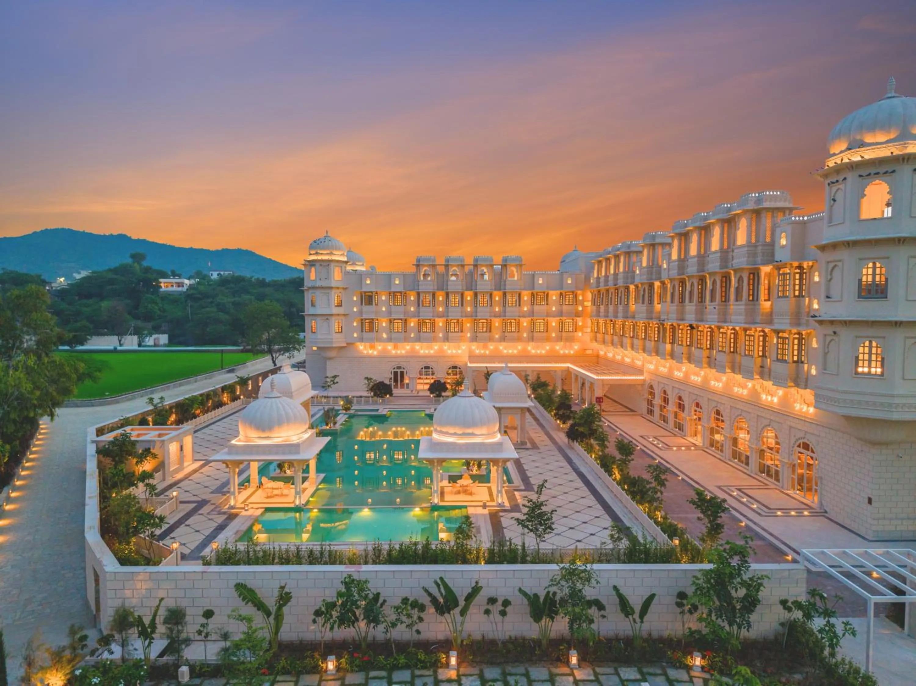 Pool view in Wyndham Grand Udaipur Fateh Sagar Lake - Pure Vegetarian Resort