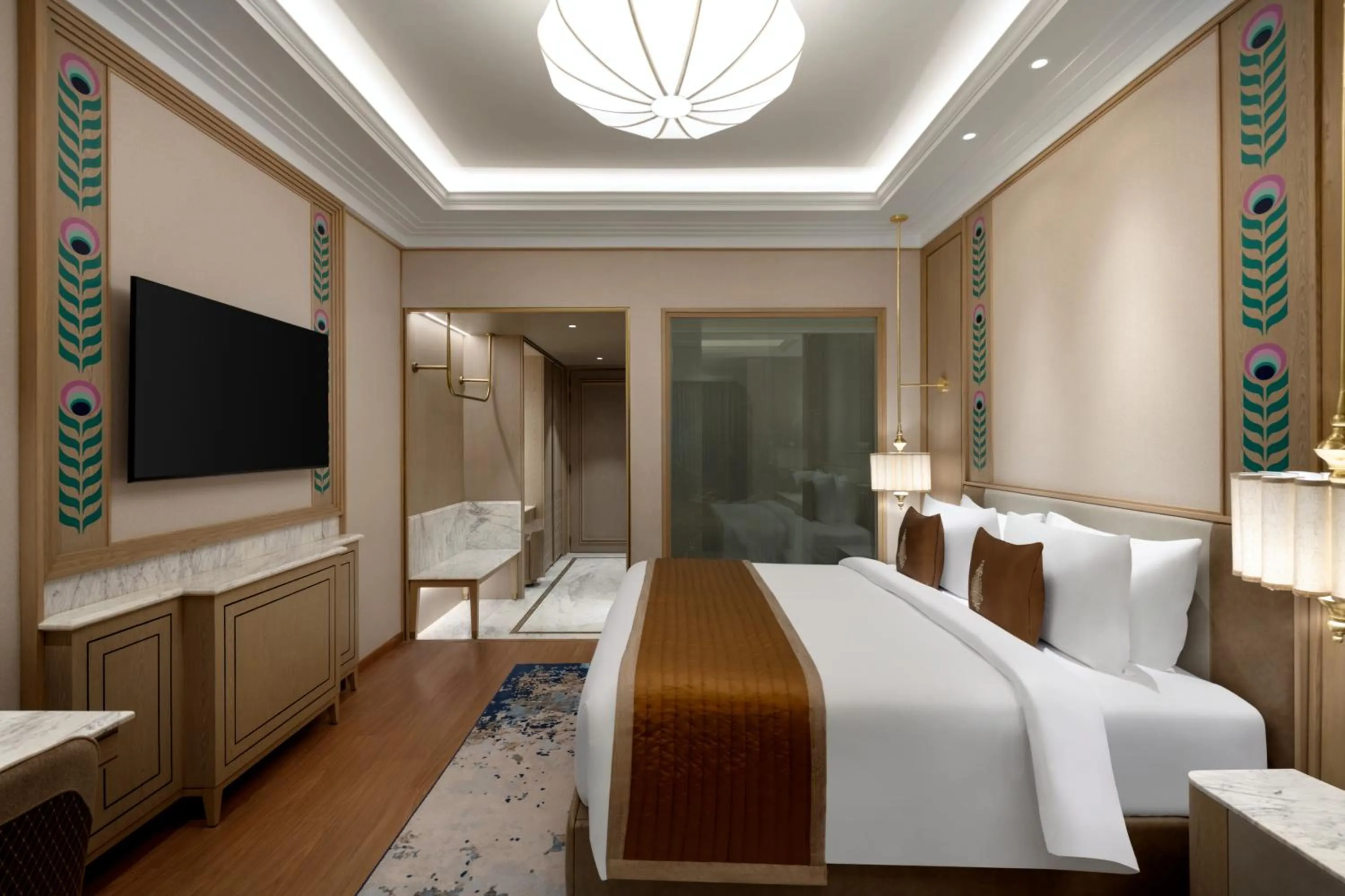 Bedroom, Bed in Wyndham Grand Udaipur Fateh Sagar Lake - Pure Vegetarian Resort