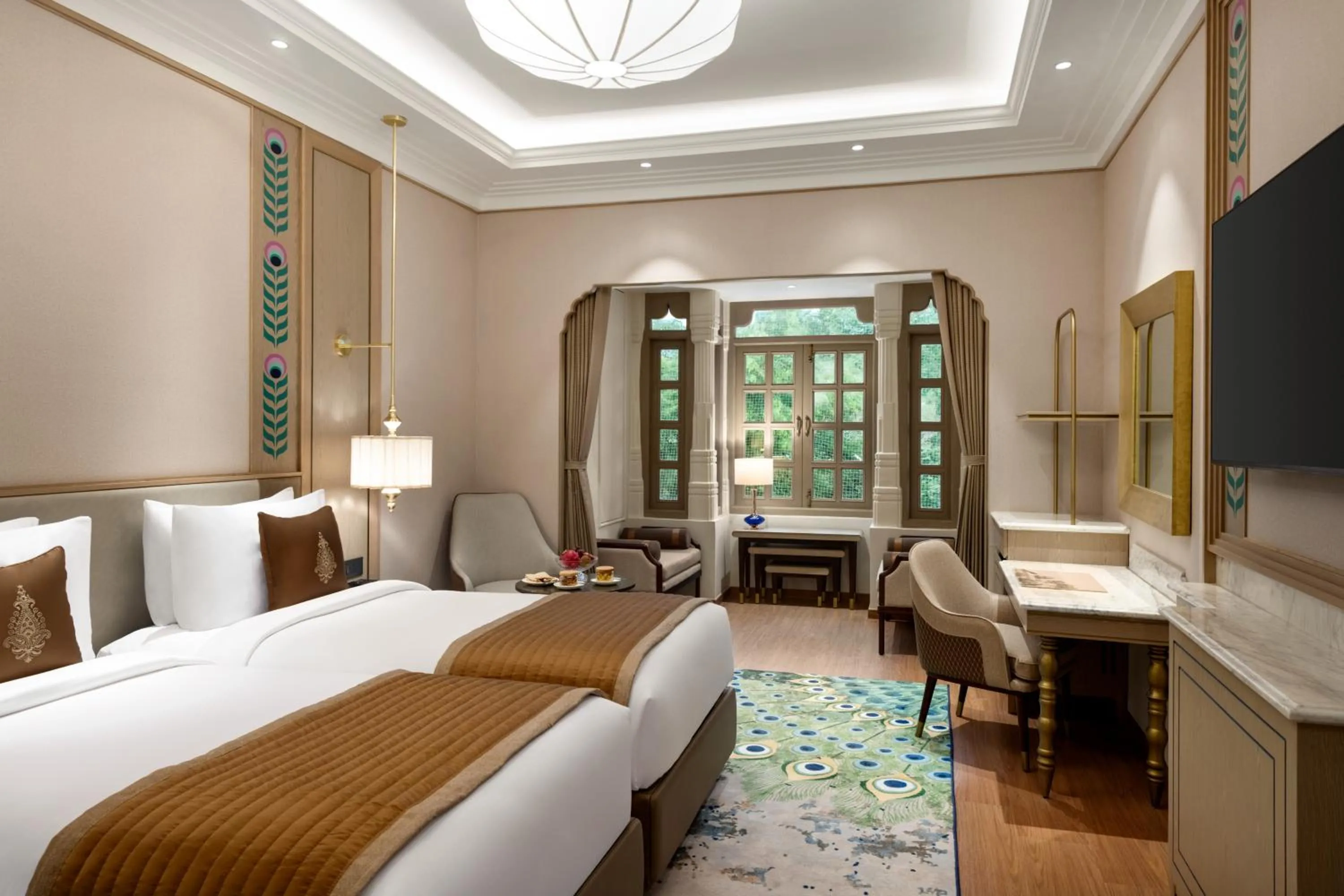 Guests, Bed in Wyndham Grand Udaipur Fateh Sagar Lake - Pure Vegetarian Resort
