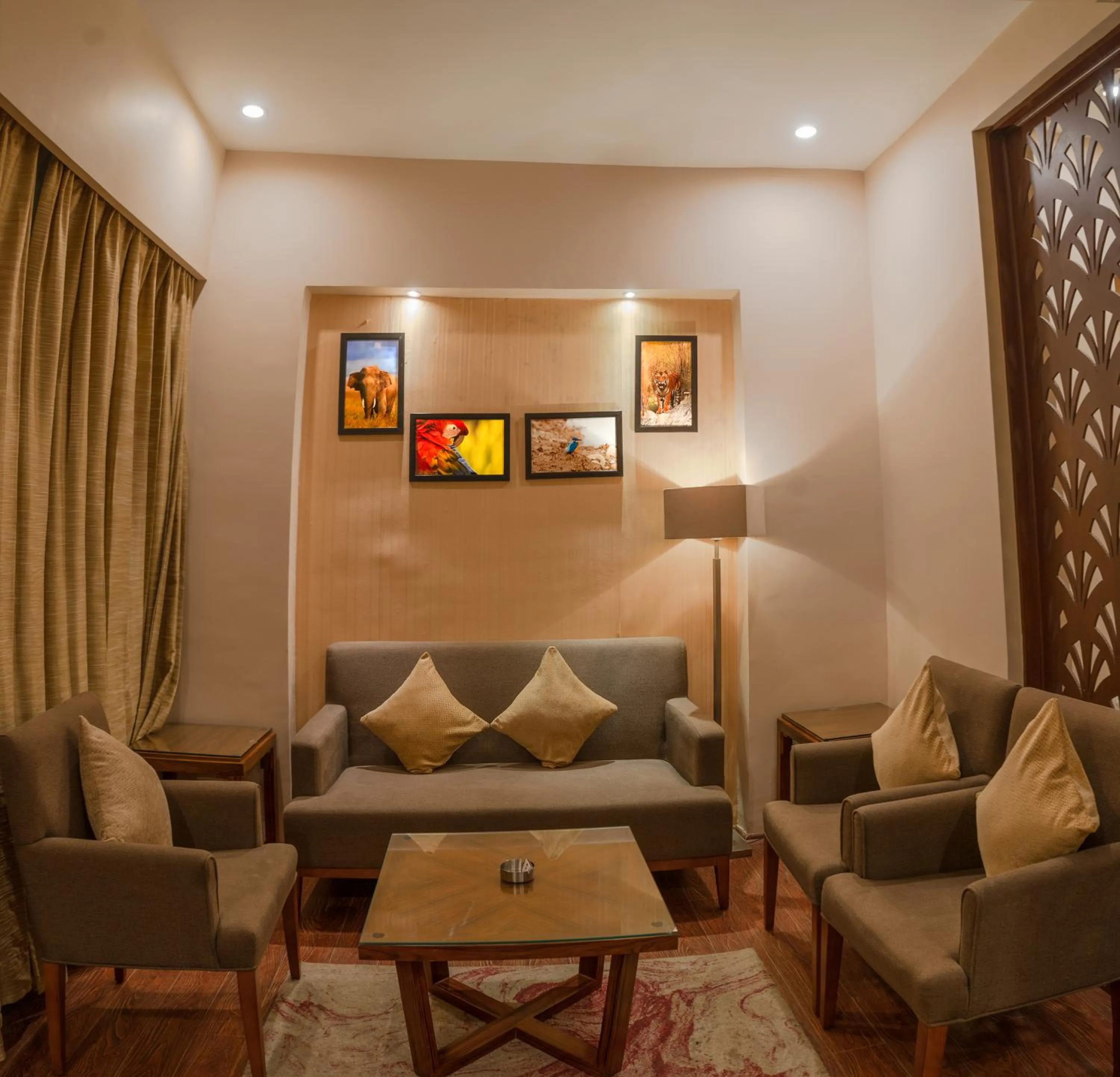 Seating area in Resort De Coracao - Corbett , Uttarakhand