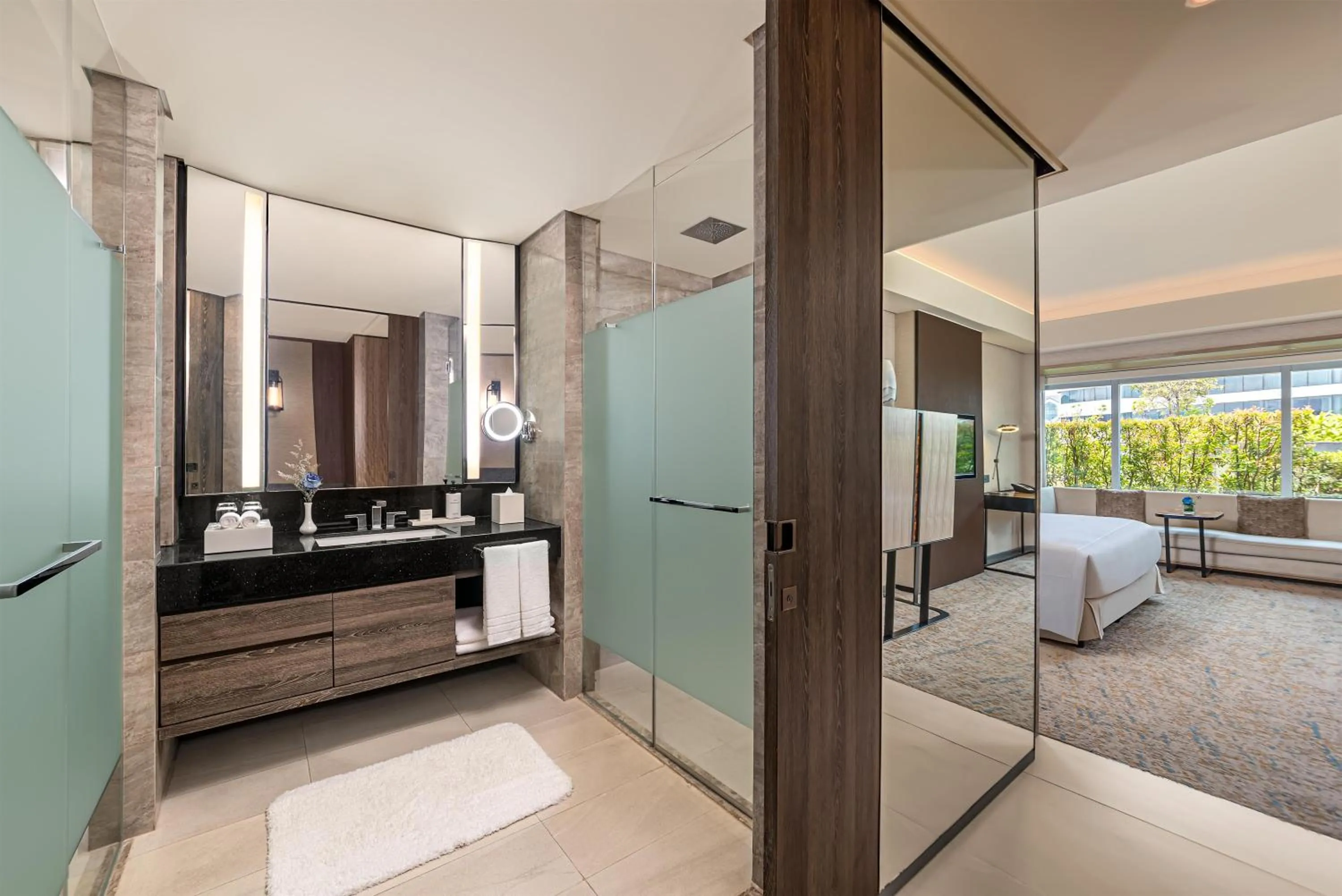 Bathroom, Bed in Conrad Manila