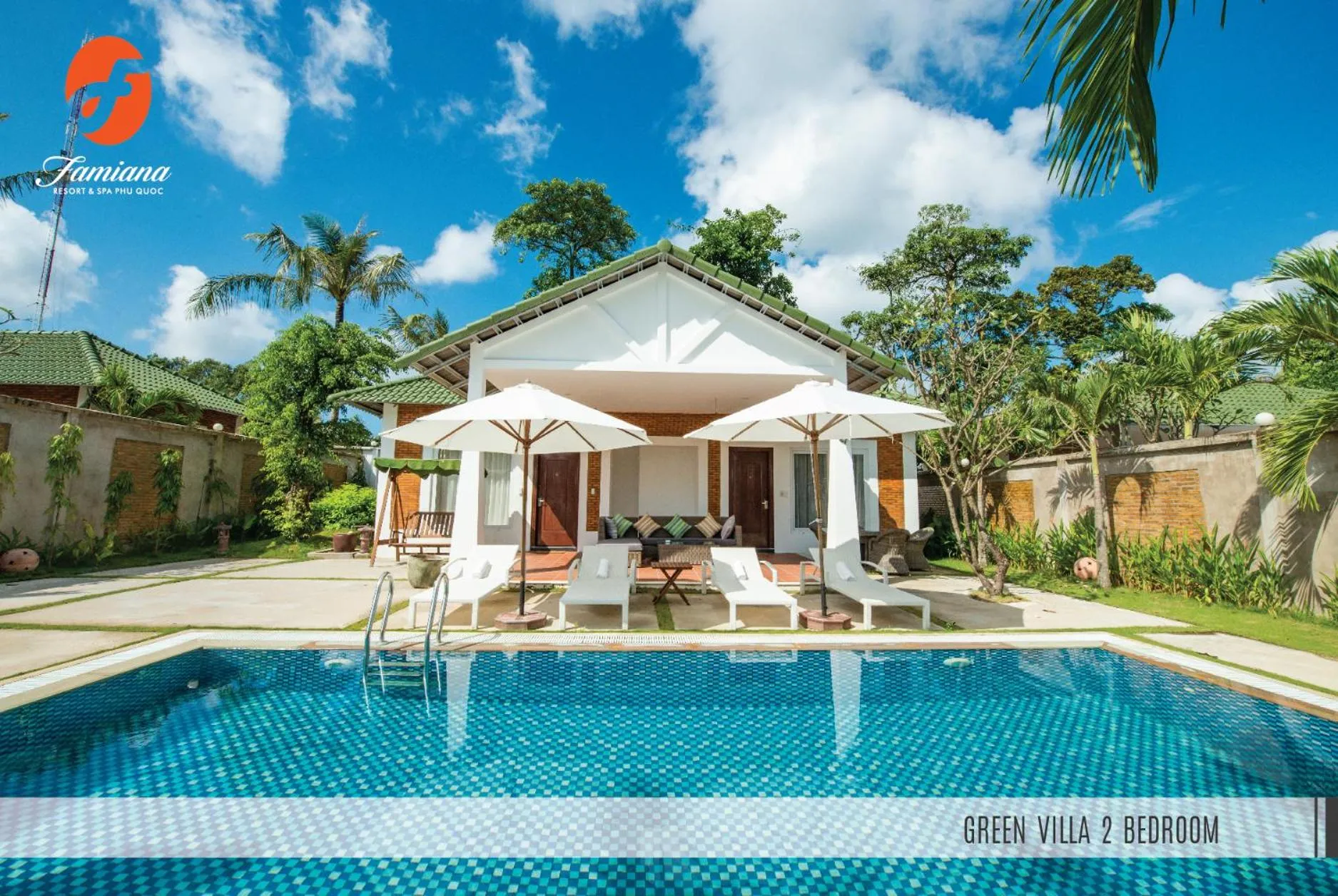 Pool view in Famiana Green Villa - Complimentary Airport Shuttle