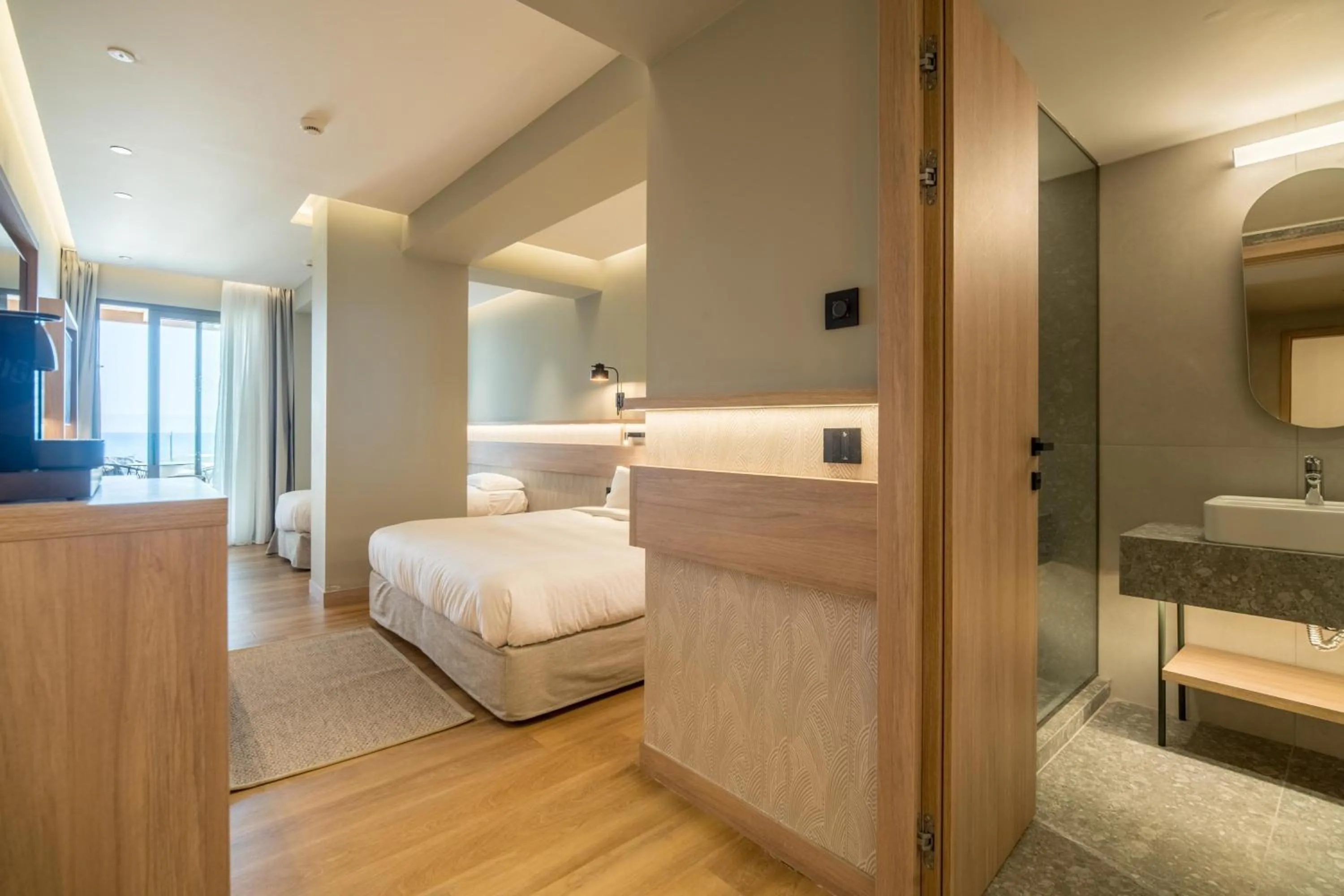 Bathroom, Bed in SENSEANA Sea Side Resort & Aquadventure