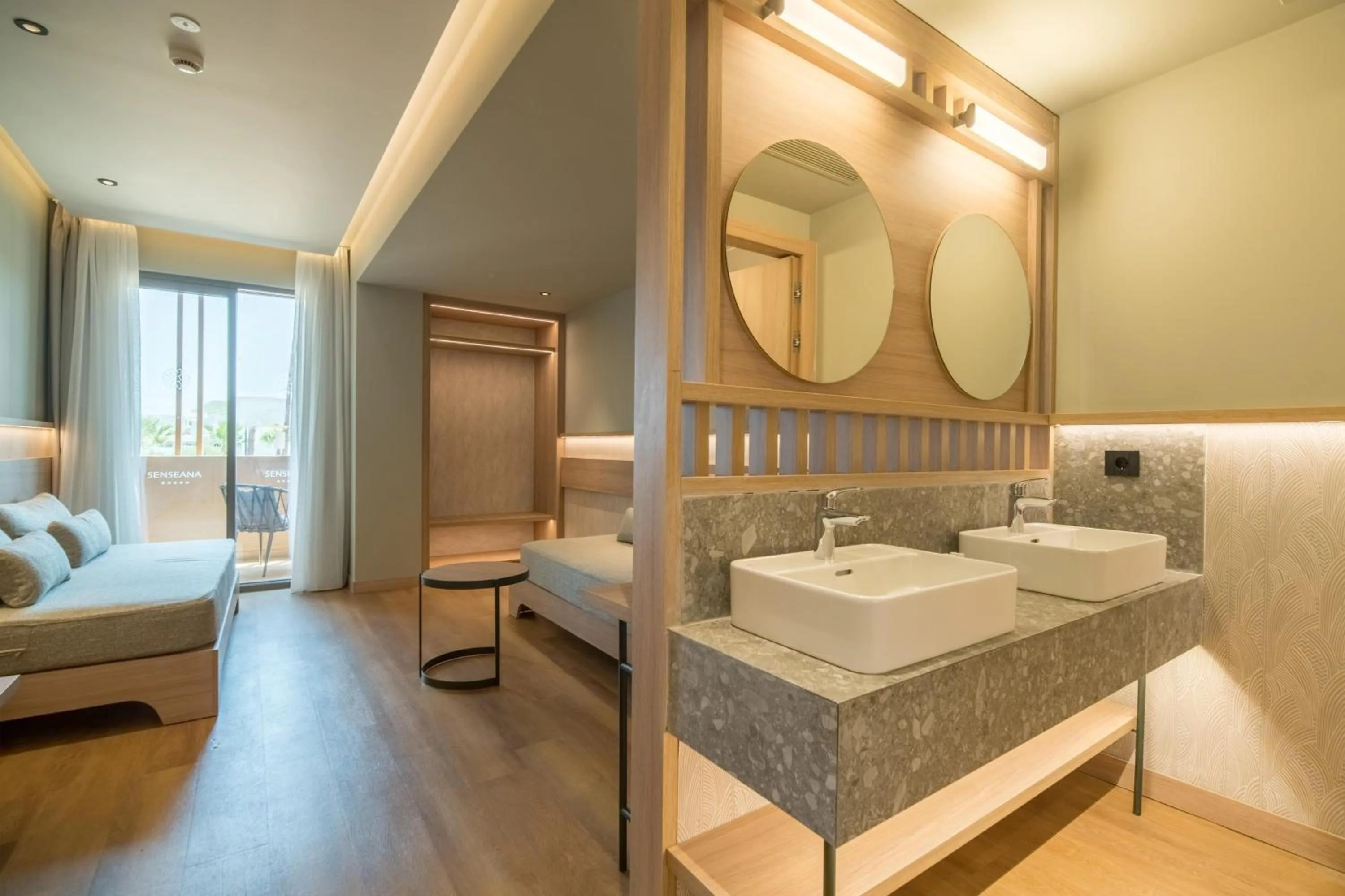 Bathroom, Bed in SENSEANA Sea Side Resort & Aquadventure