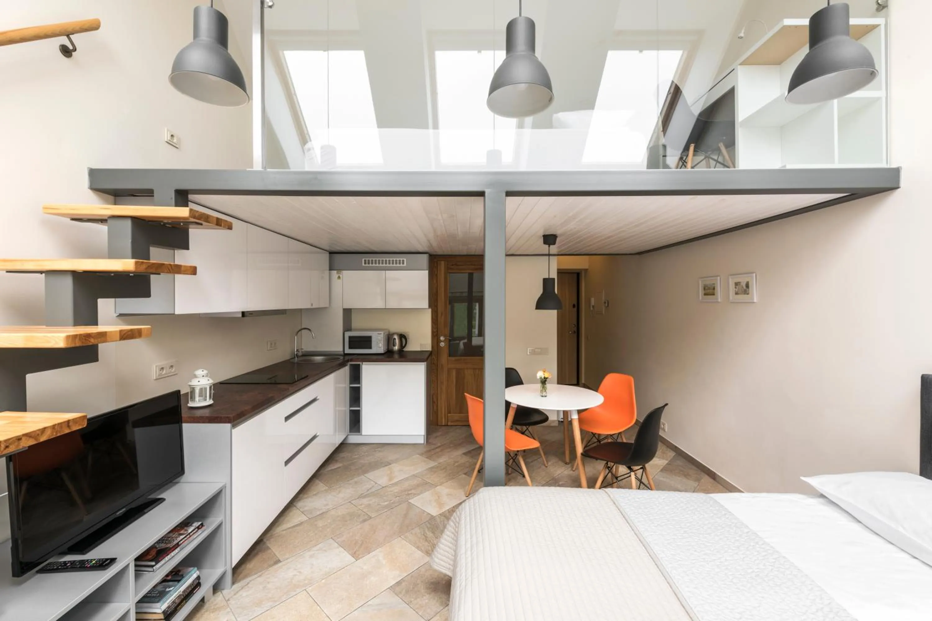 Living room, Bed in King Mindaugas Apartments