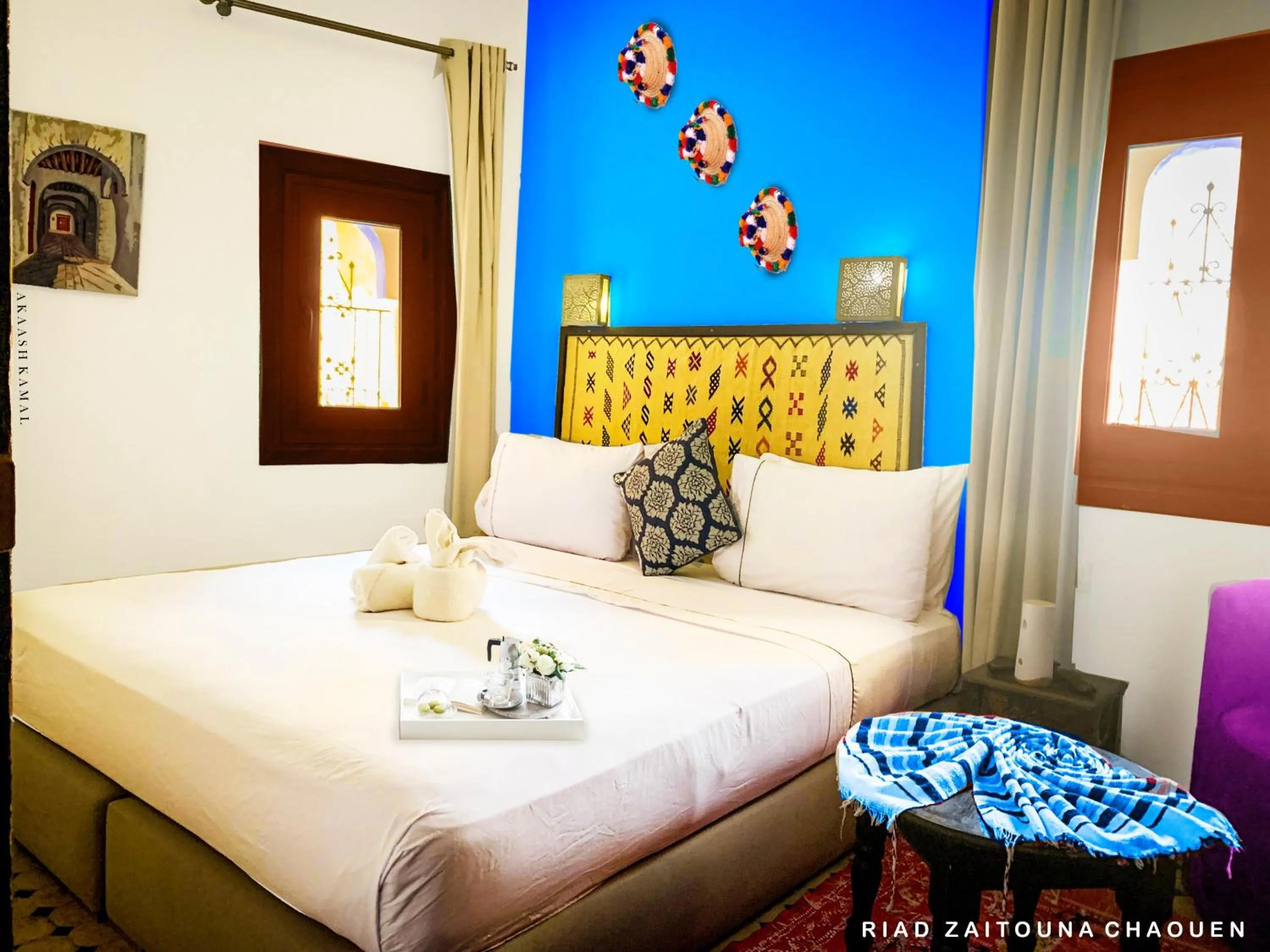 Bed in Riad Zaitouna Chaouen