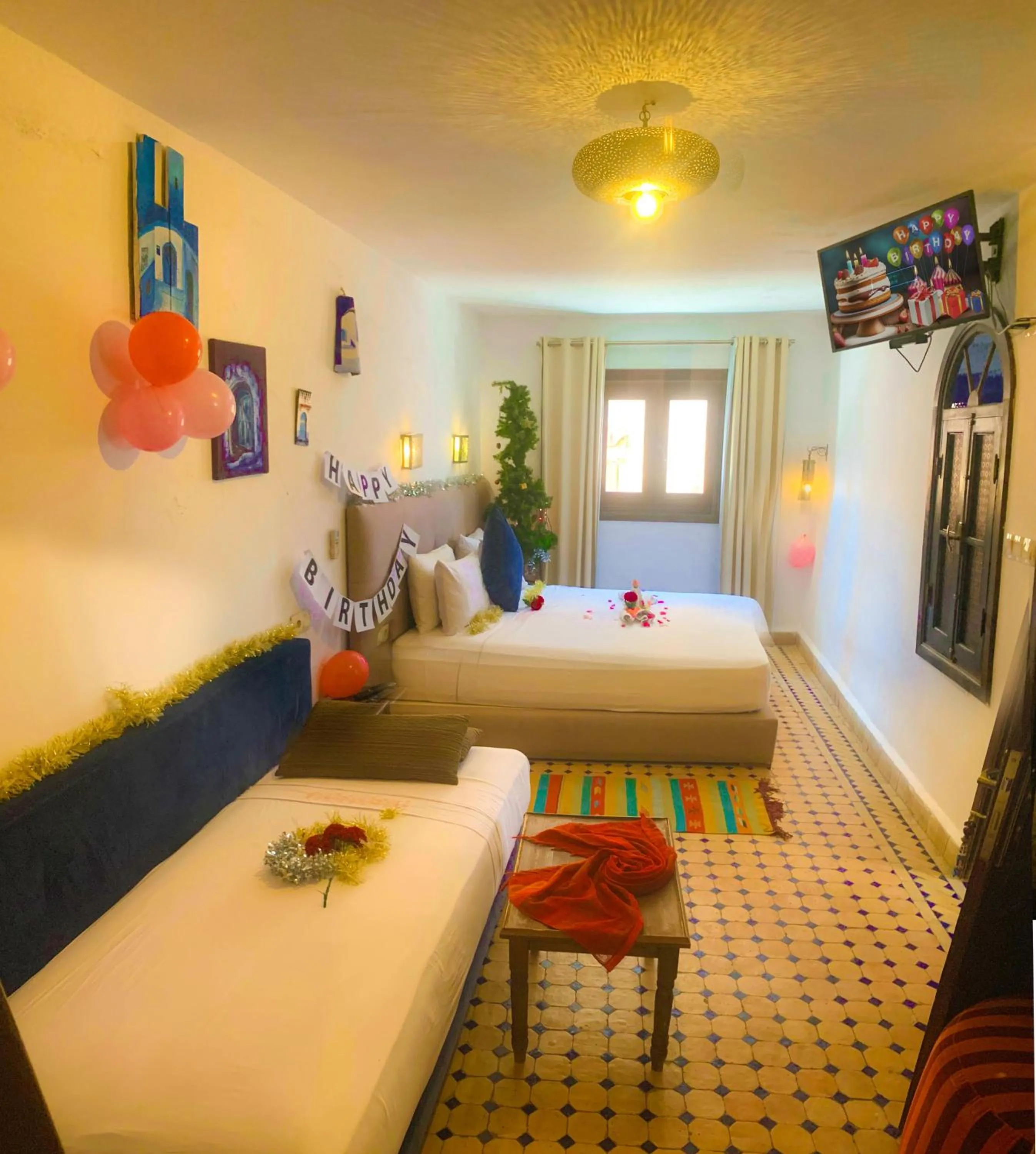 Bed in Riad Zaitouna Chaouen