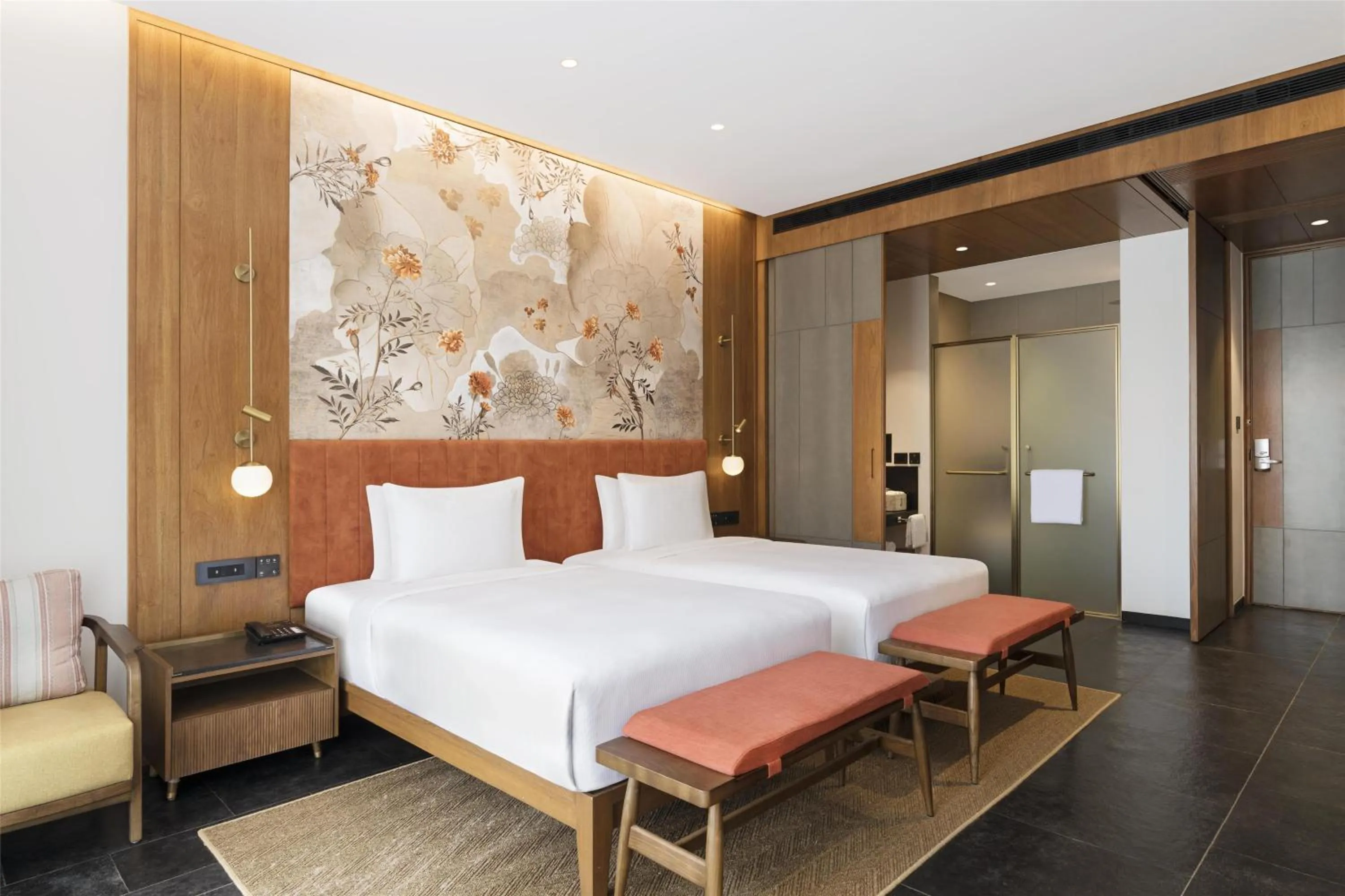 Bed in Hilton Hyderabad Genome Valley Resort & Spa