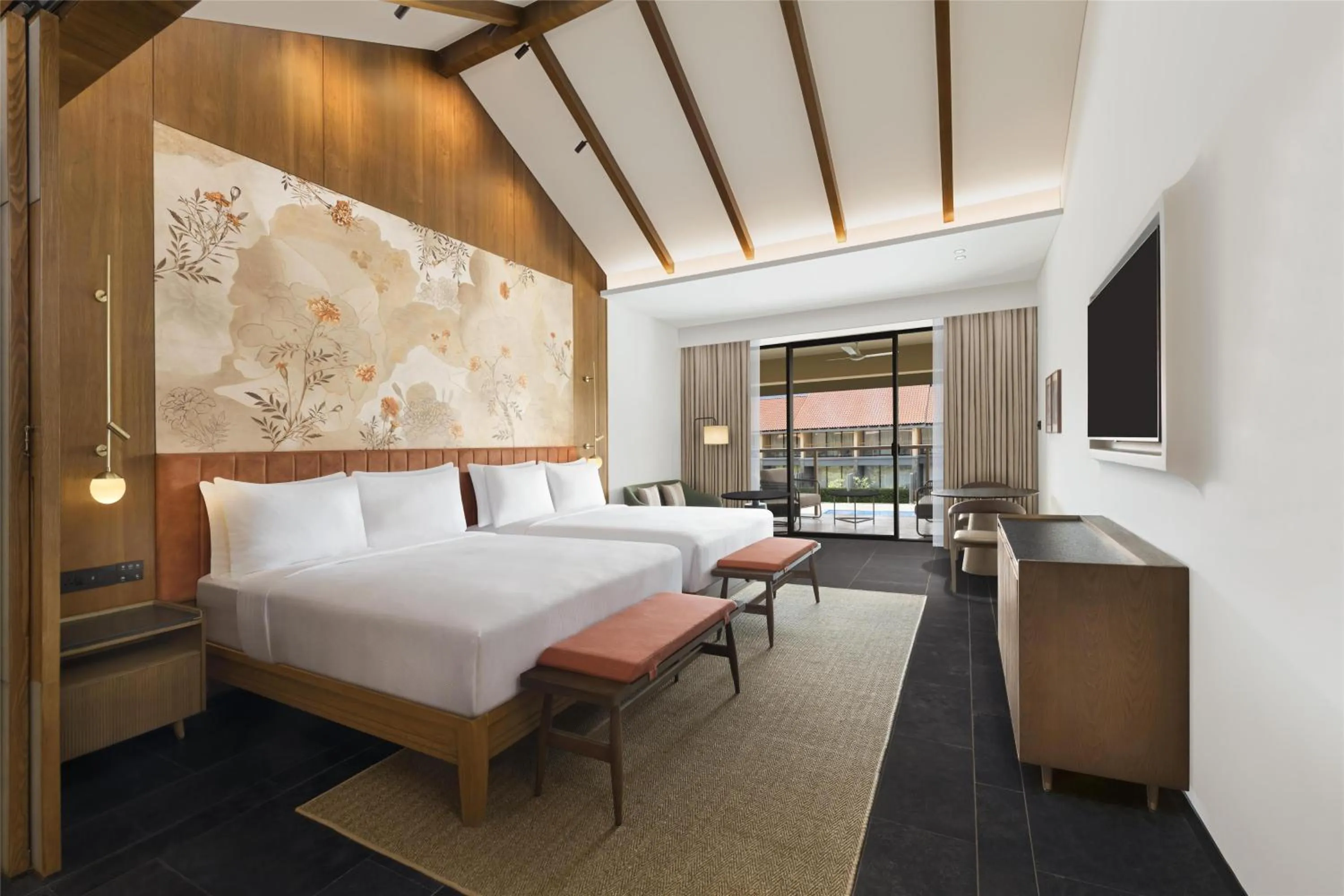 Bed in Hilton Hyderabad Genome Valley Resort & Spa