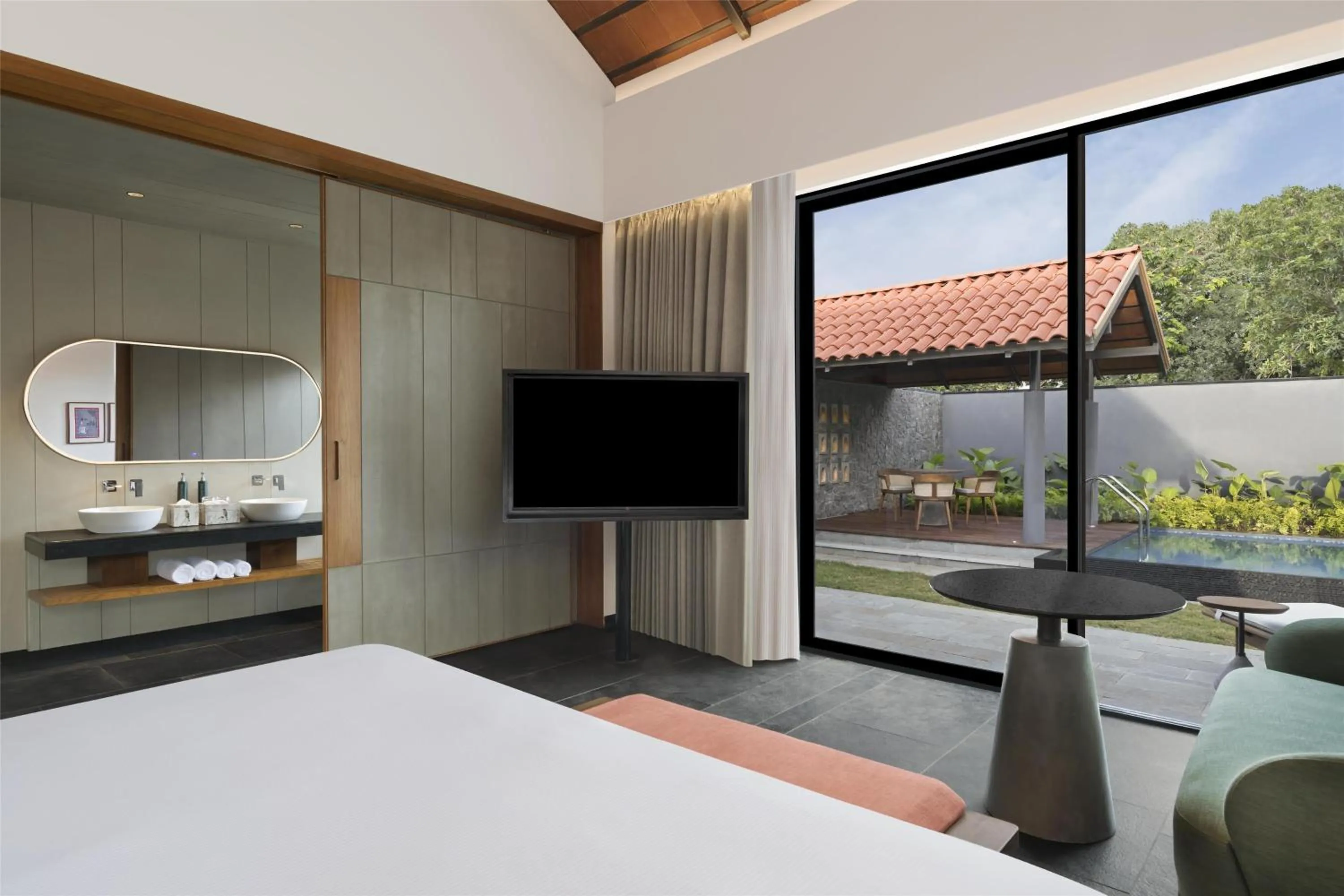 View (from property/room), Bed in Hilton Hyderabad Genome Valley Resort & Spa