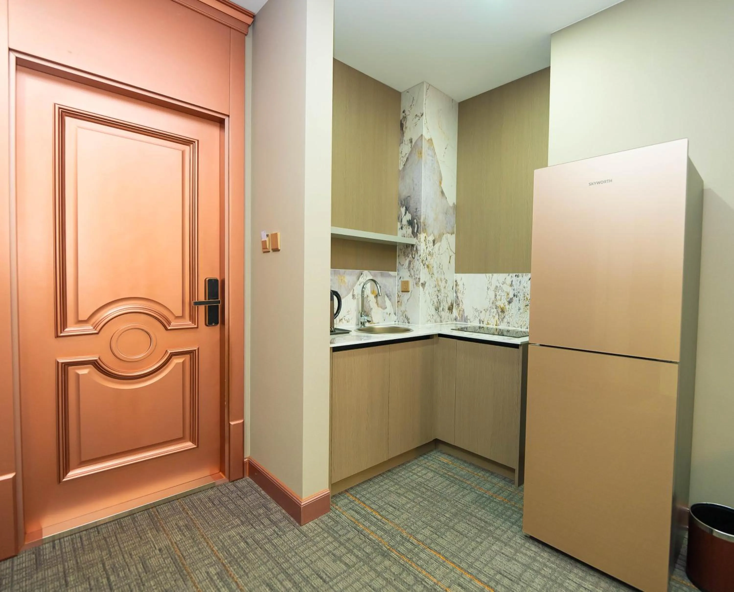 Kitchen or kitchenette in Amgun Hotel Ulaanbaatar