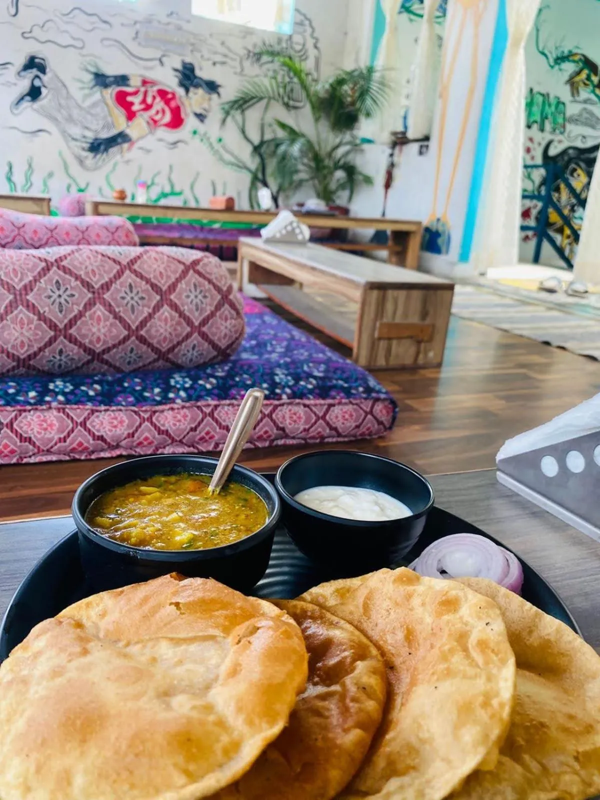Breakfast in The Pink Chapter Hostel, Jaipur