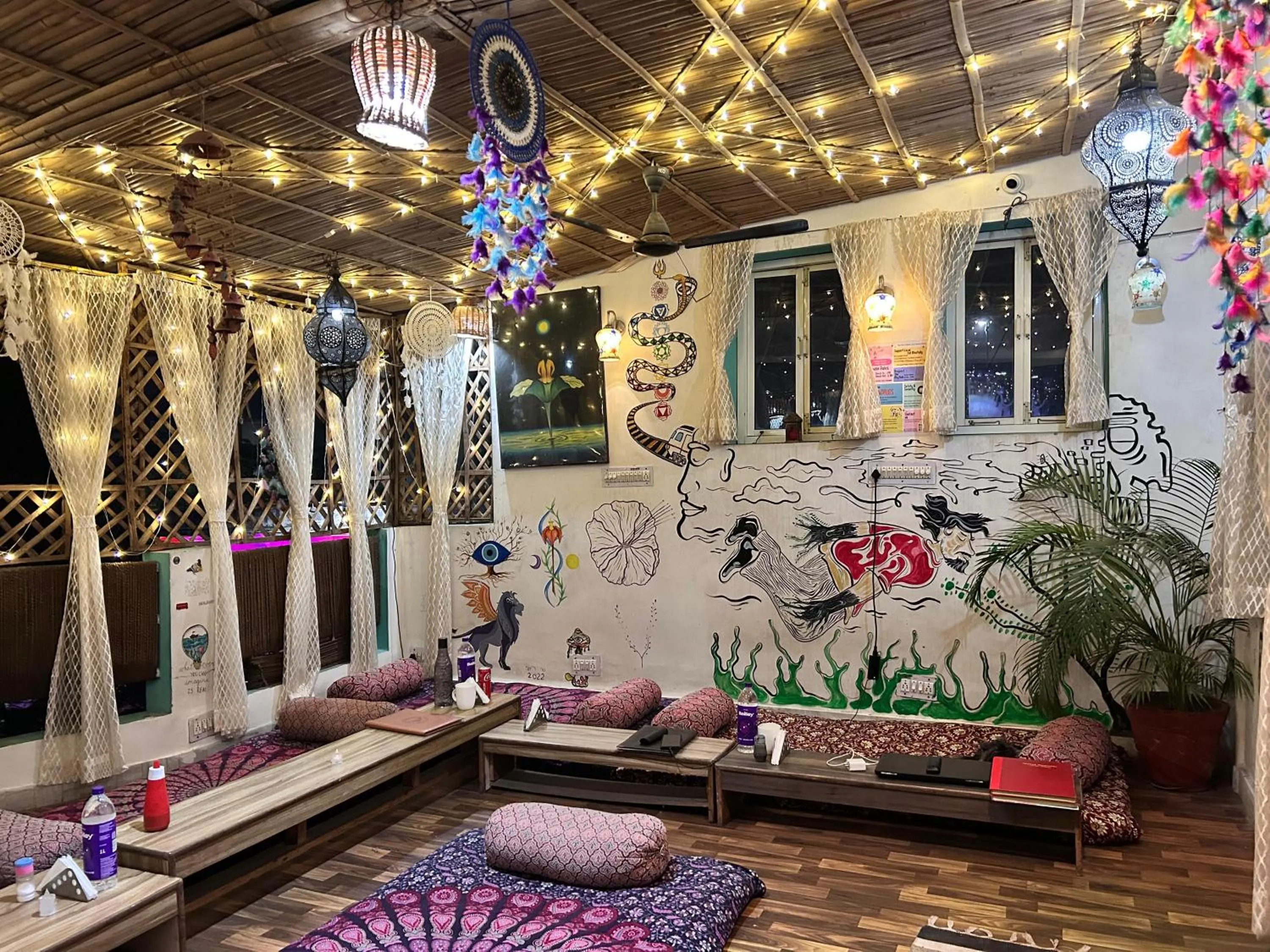 Garden view in The Pink Chapter Hostel, Jaipur