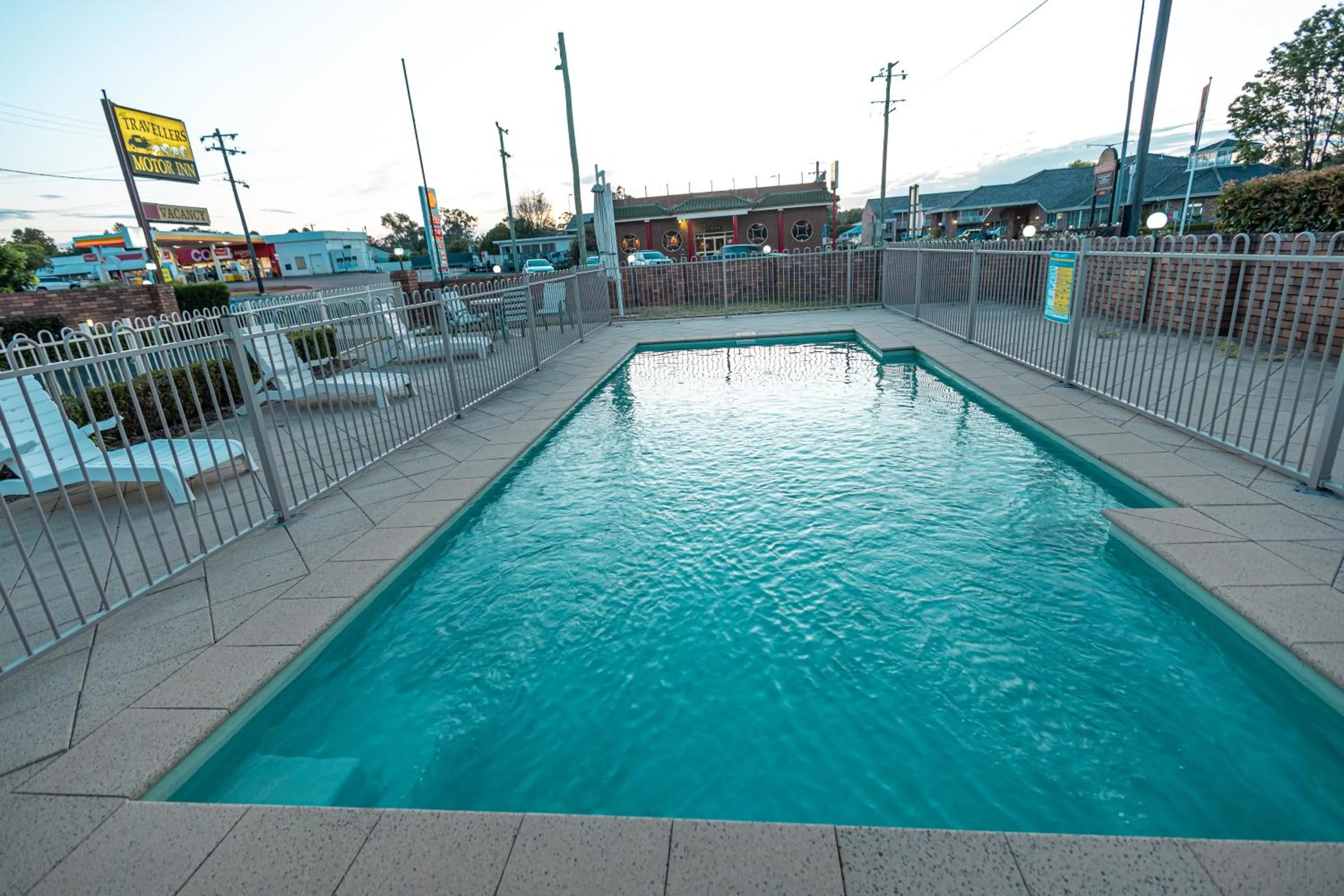 Pool view in All Travellers Motor Inn