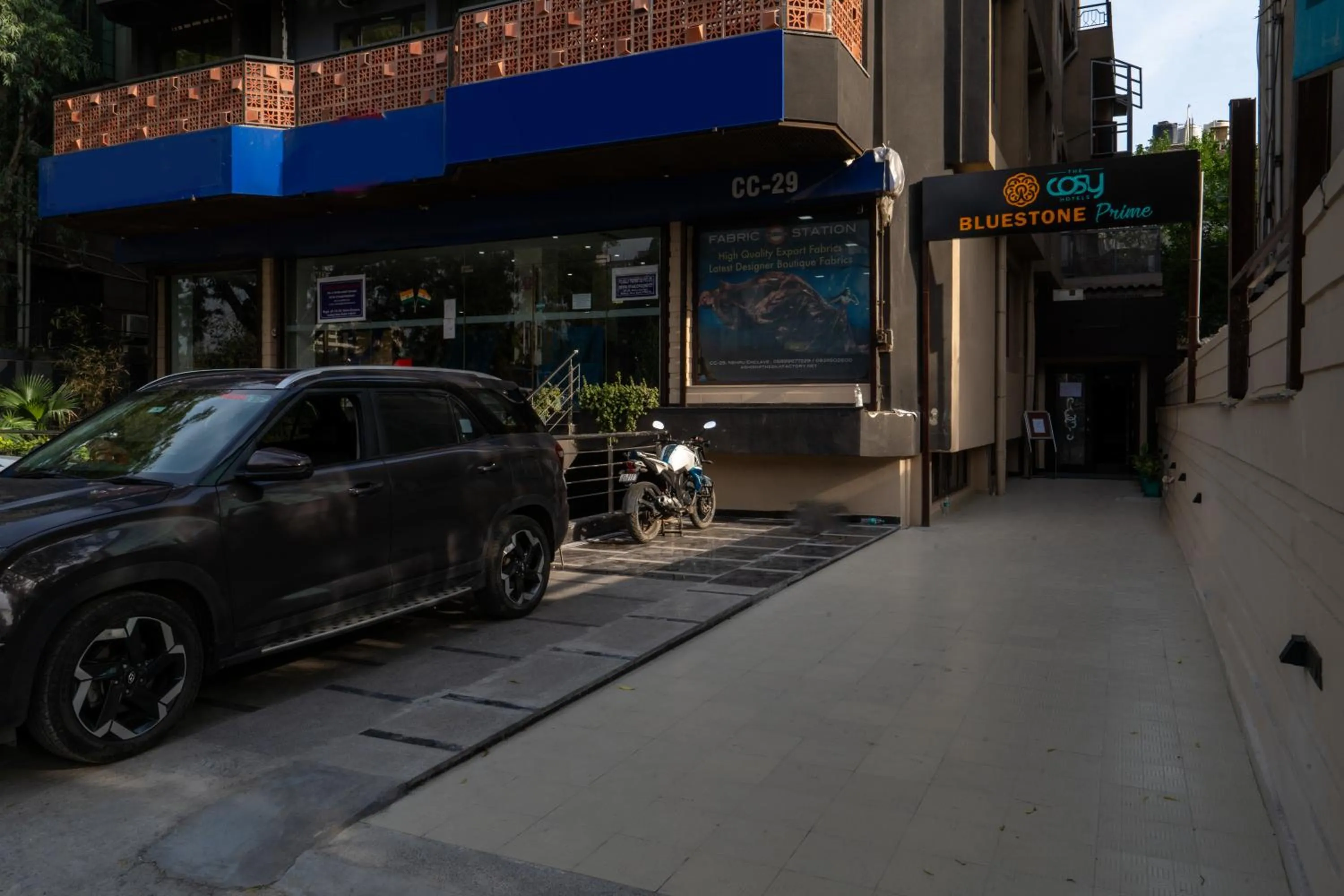 Parking in Hotel Bluestone Prime Nehru Place by The Cosy hotels