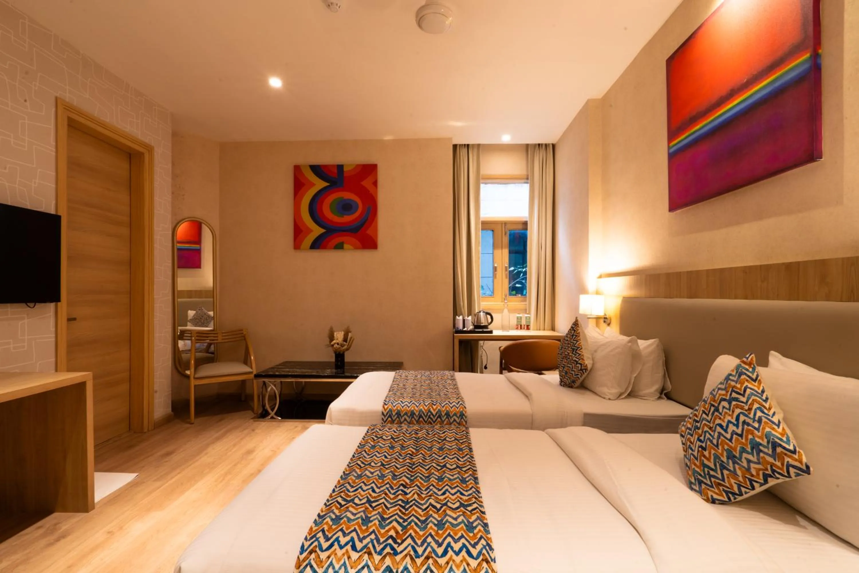 Photo of the whole room, Bed in Hotel Bluestone Prime Nehru Place by The Cosy hotels