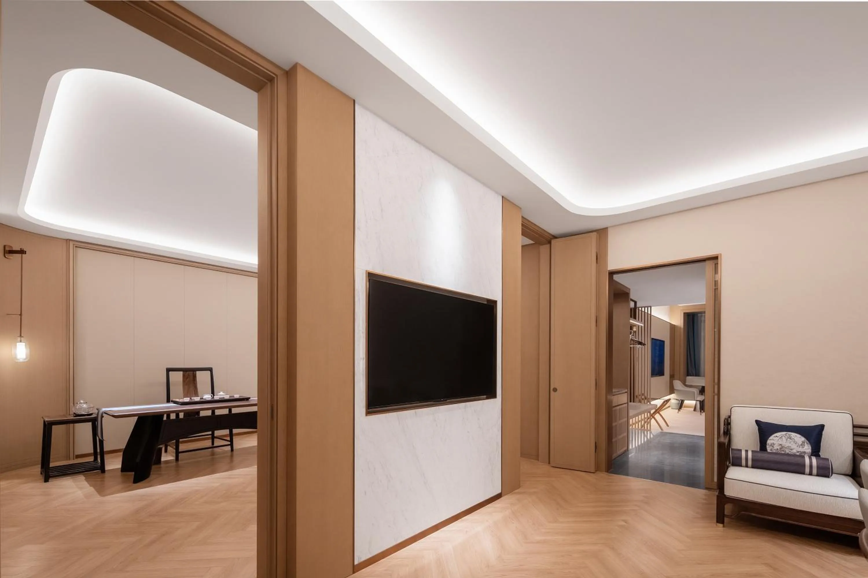 Living room, Bed in Wyndham Garden Shanghai Songjiang