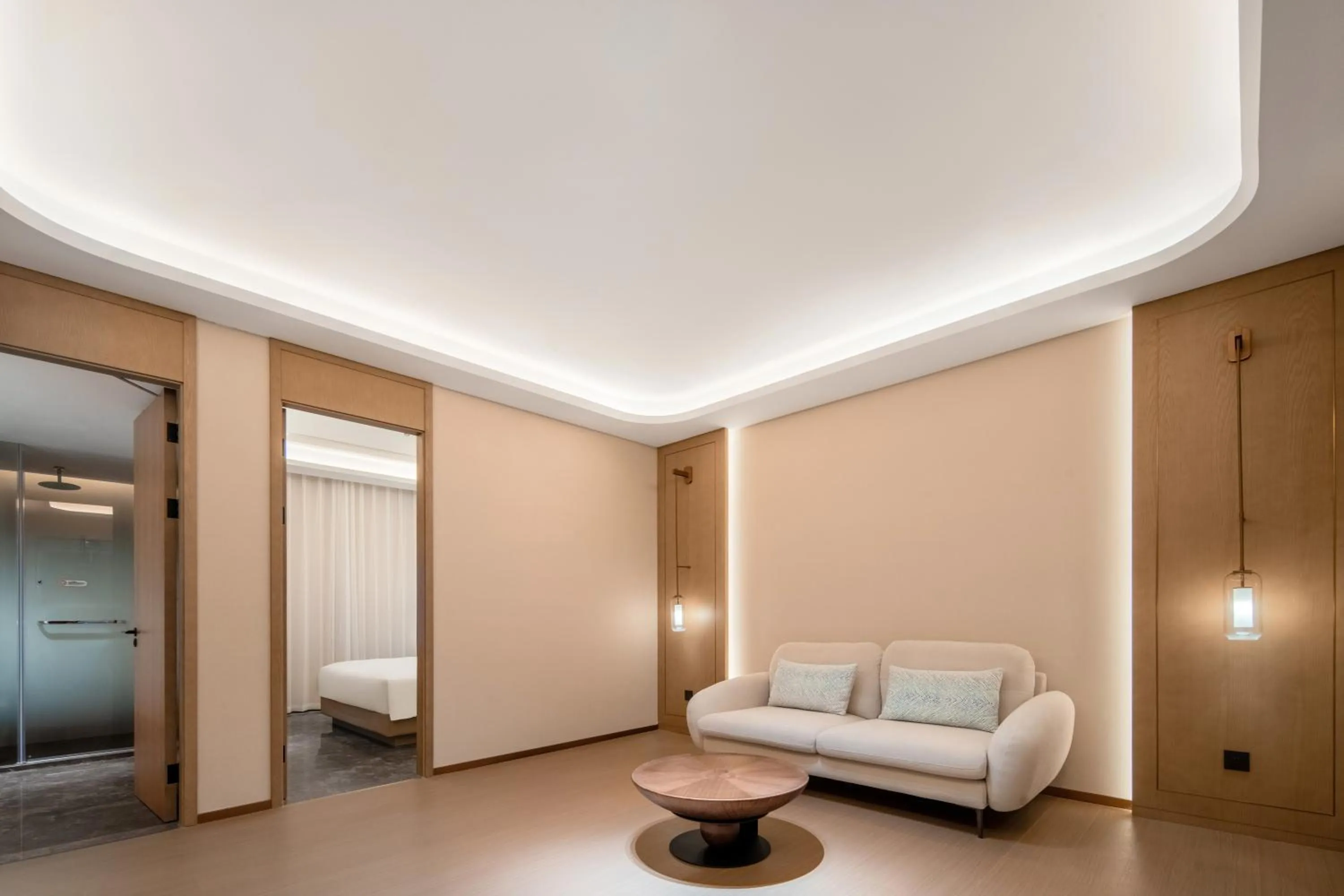 Living room, Bed in Wyndham Garden Shanghai Songjiang