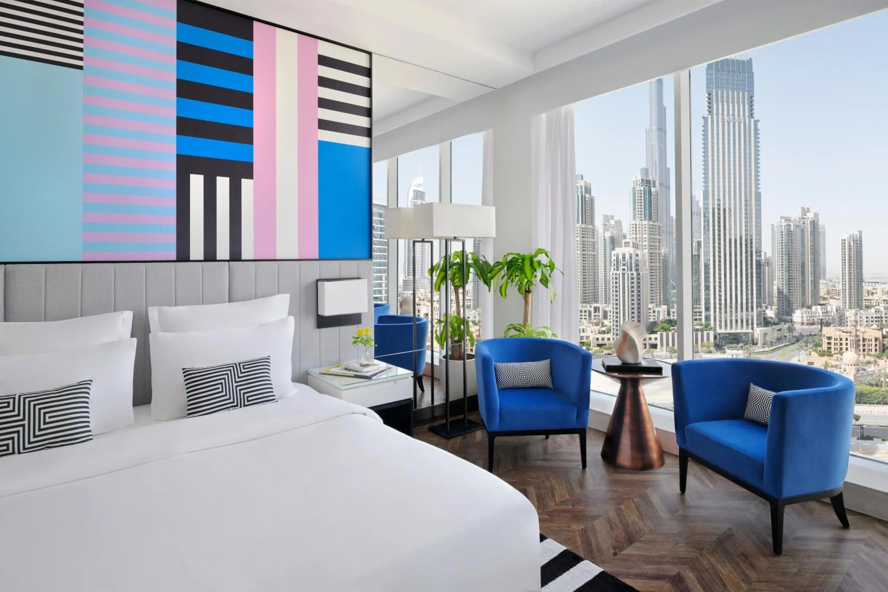 View (from property/room), Bed in Pullman Dubai Downtown