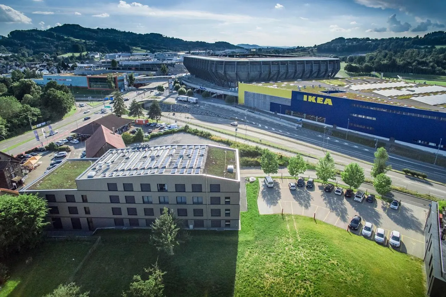 Bird's eye view in Hotel one66 (free parking garage)