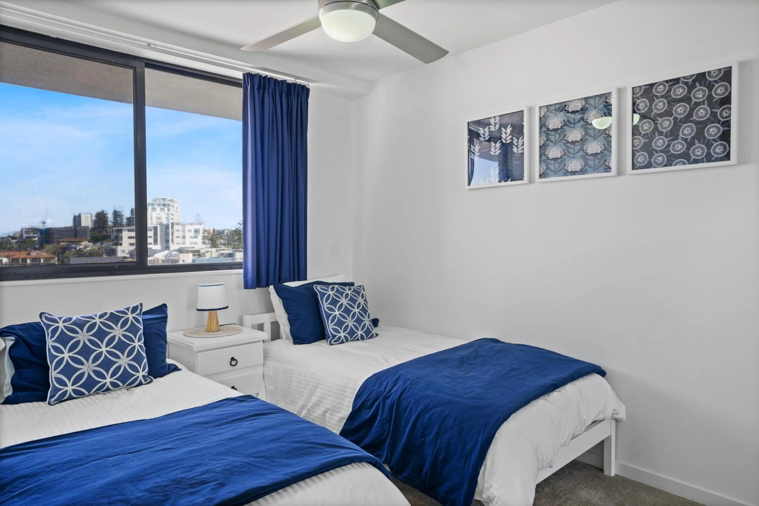 Bedroom, Bed in Burgess @ Kings Beach Apartments