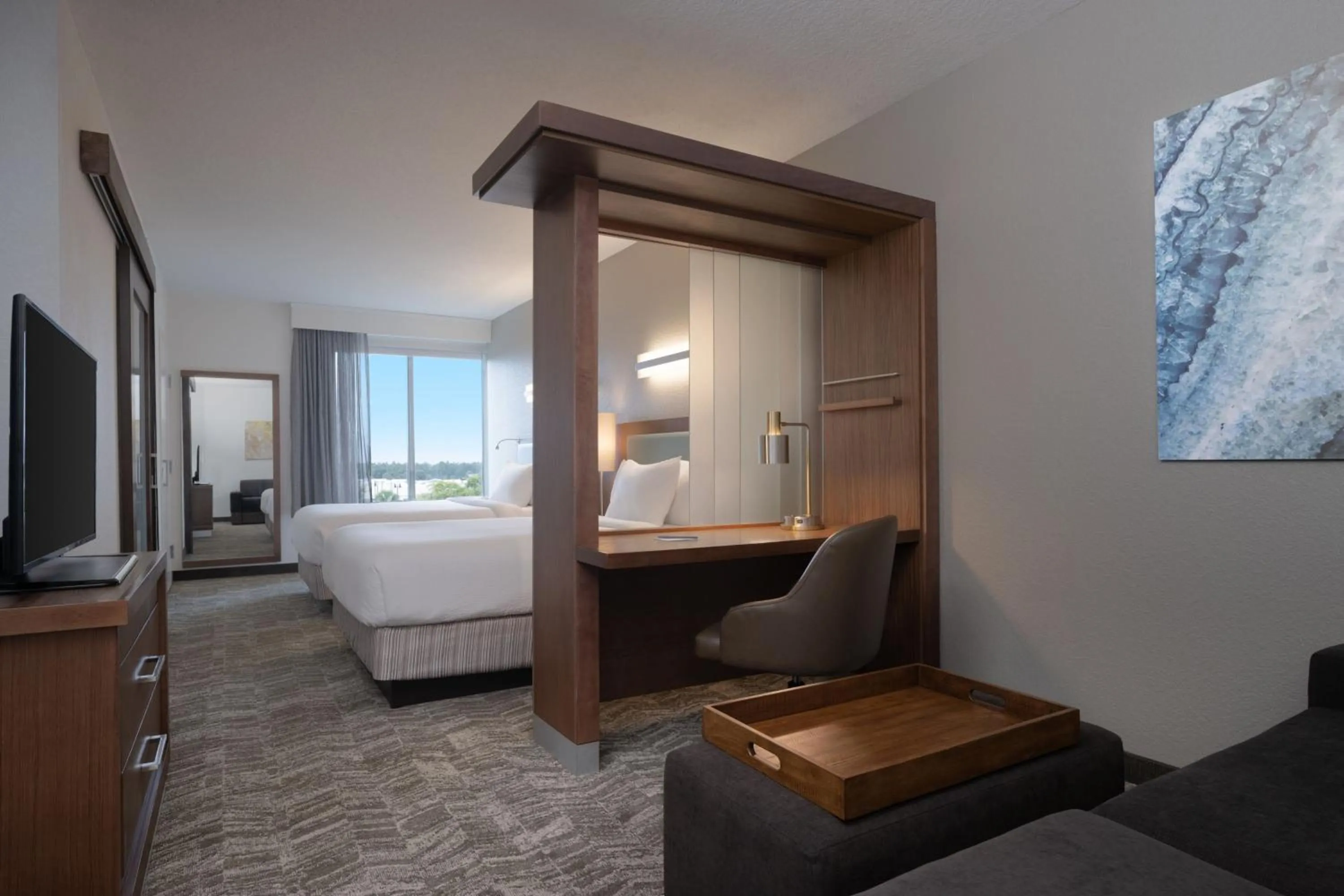 Bedroom, Bed in SpringHill Suites by Marriott Orlando at FLAMINGO CROSSINGS Town Center-Western Entrance