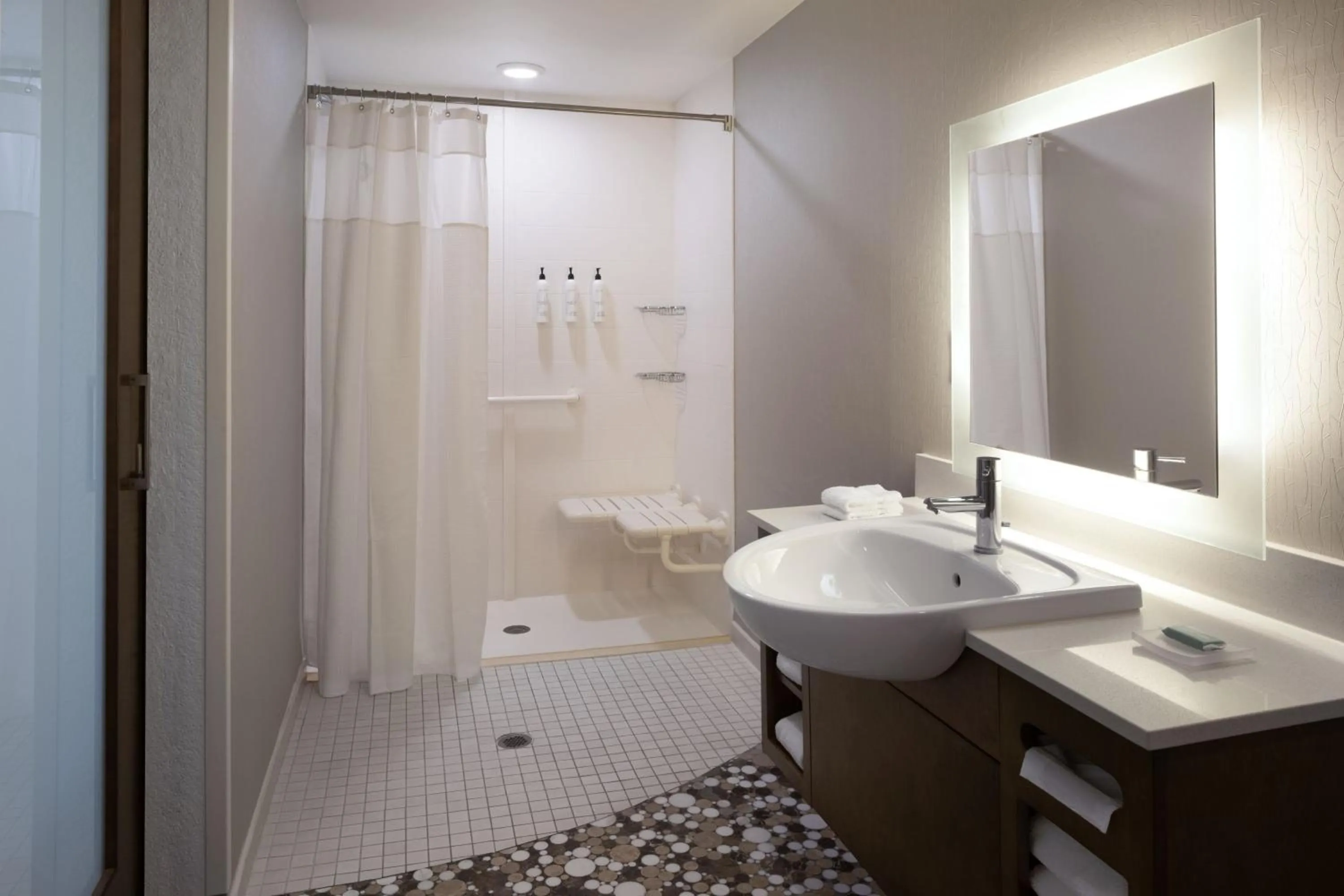 Bathroom in SpringHill Suites by Marriott Orlando at FLAMINGO CROSSINGS Town Center-Western Entrance