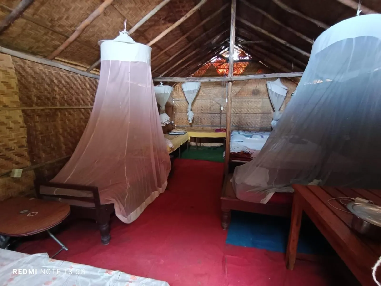 Bed in Rambo homestay hampi
