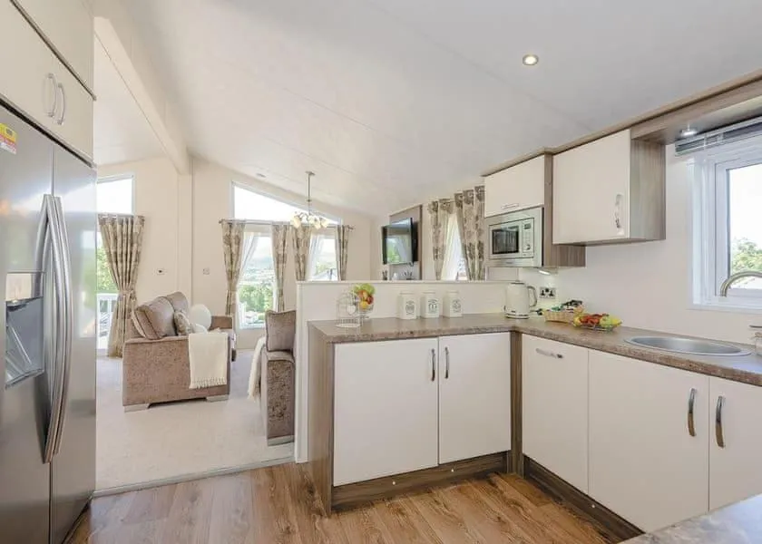 Kitchen or kitchenette in Tan Rallt Holiday Park & Spa