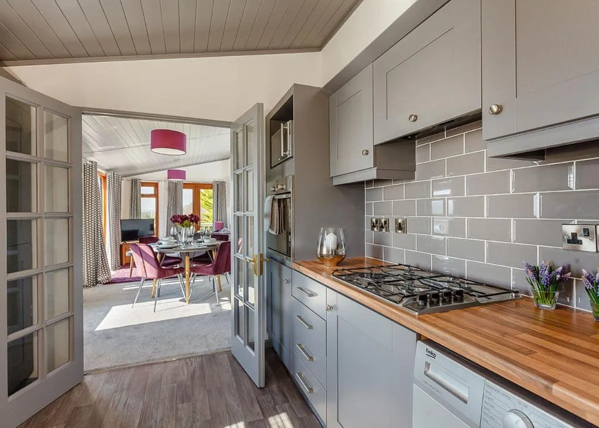 Kitchen or kitchenette in Tan Rallt Holiday Park & Spa