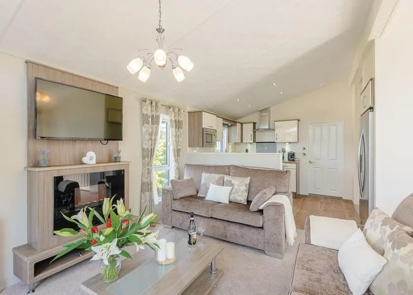 Kitchen or kitchenette in Tan Rallt Holiday Park & Spa