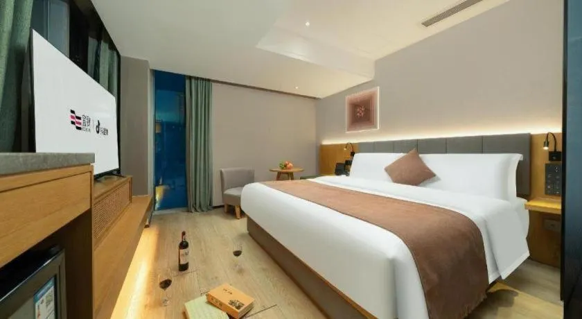 Bed in Yi Zhi Hotel -Beijing Road subway station, Dafo Temple, Guangzhou