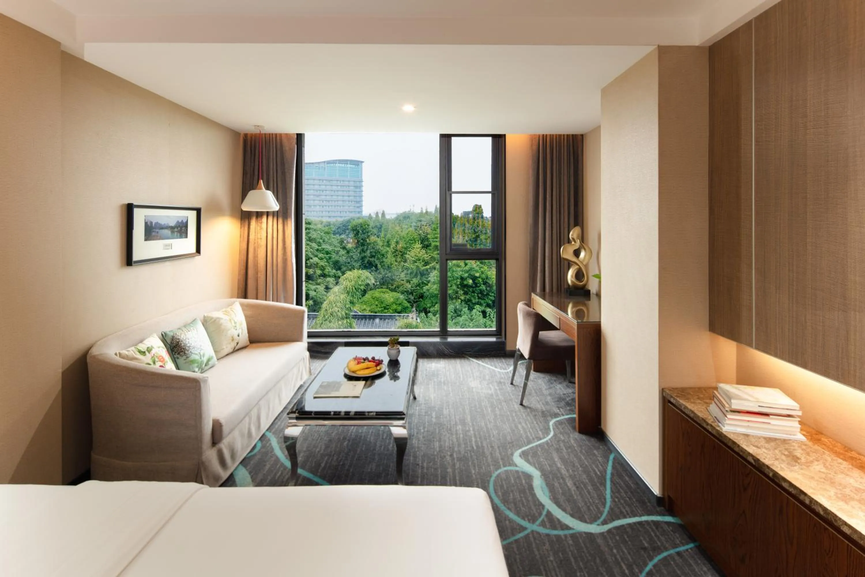 View (from property/room), Bed in Venus Royal Hotel Guilin Elephant Trunk Hill & Sun and Moon Twin Towers Branch